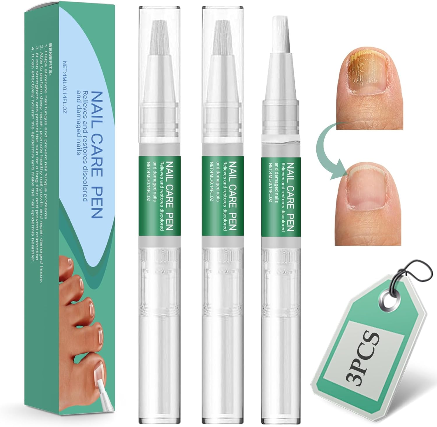 Pack of 3 Nail Care Pens, Nail Care Moisturising, Nail Care Pen, for Fingers and Toenails image number 4