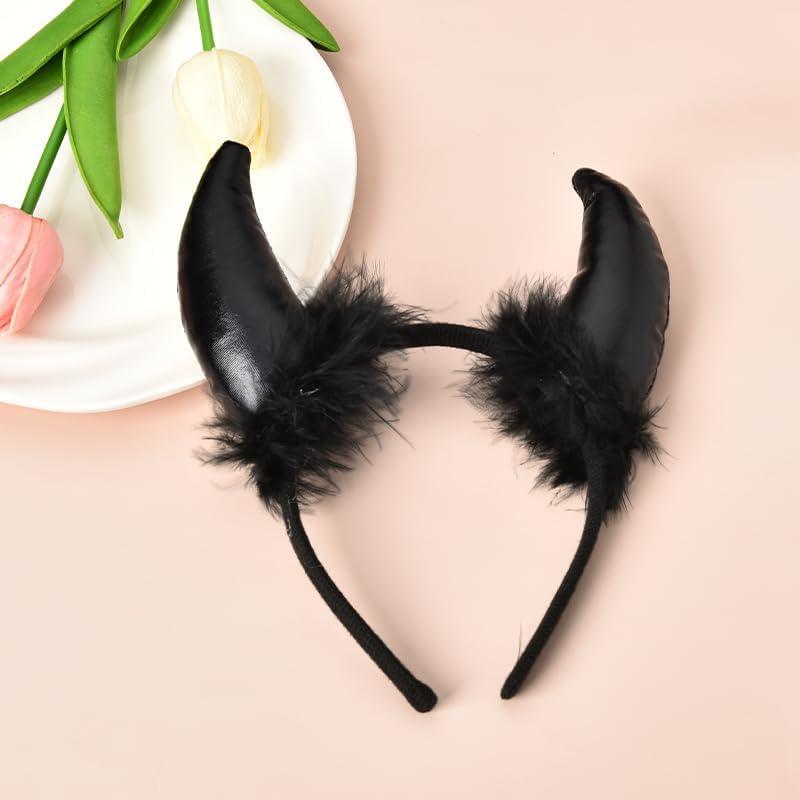 Devil Halloween Costume Headbands for Women Black Demon Devil Horns Headband Fashion Gothic Headbands for Women'S Hair Accessories Headband Punk Scary Halloween Decorative Hair Bands for Women Cosplay
