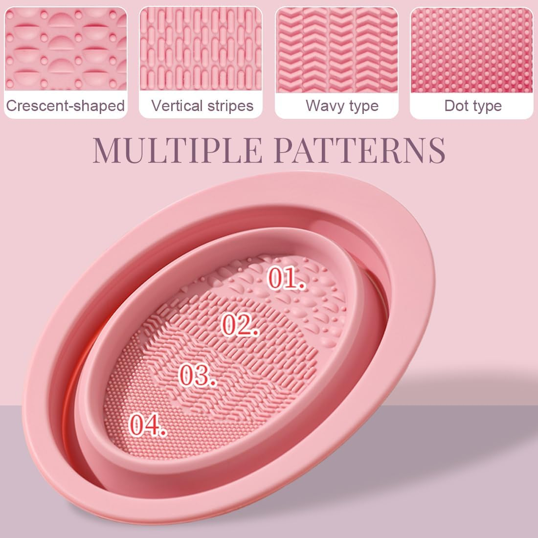 BDEPSTR Set of 2 Make-Up Brush Cleaning Mat, Silicone Make-Up Brush Cleaning Mat, Silicone Make-Up Brush Cleaner, Foldable Make-Up Brush Cleaning Pad image number 2