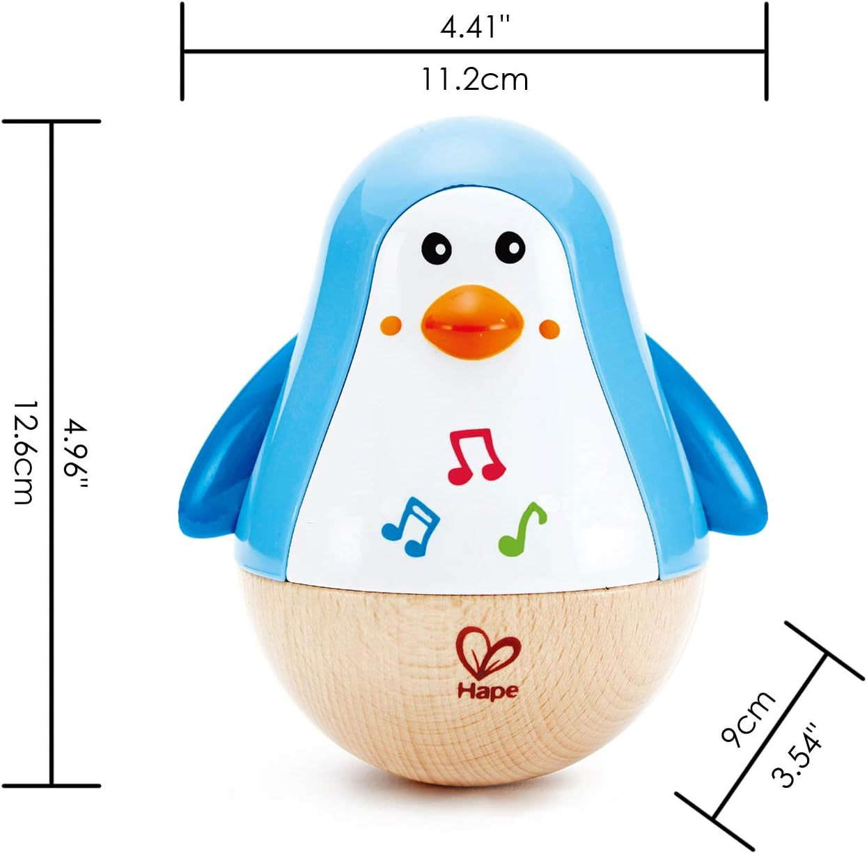Hape Penguin Musical Wobbler Music Educational Kids/Baby Wooden Toy/Play 12M+ image number 5