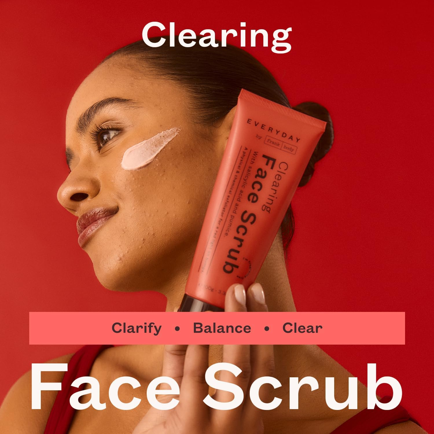 Everyday by Frank Body Clearing Face Scrub | with Pumice and Salicylic Acid to Exfoliate, Clear and Target Blemishes and Breakouts | Fragrance Free | Vegan and Cruelty Free | 100Ml image number 2