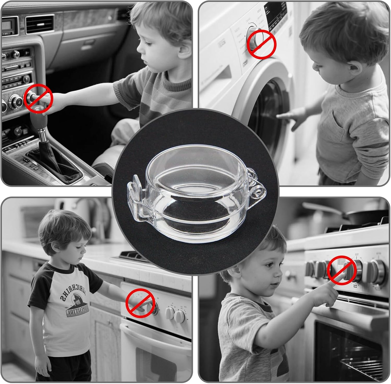 2 Pack Deadbolt Child Safety Lock Cover - Child Proof Deadbolt Cover & Door Knob Protector, Deadbolt Lock Cover for Kids, Prevents Accidental Locking (Fits Standard Locks) (Transparent) - Black image number 4