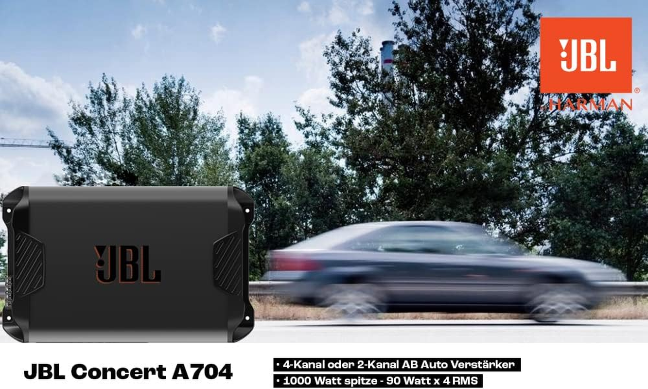JBL Concert A704 4-Channel Car Amplifier Class AB - Car Power Amplifier with 4 X 70 Watt RMS - 1000 Watt Tip for 4 Car Speakers or 2 plus 1 Subwoofer or 2 Speakers image number 6