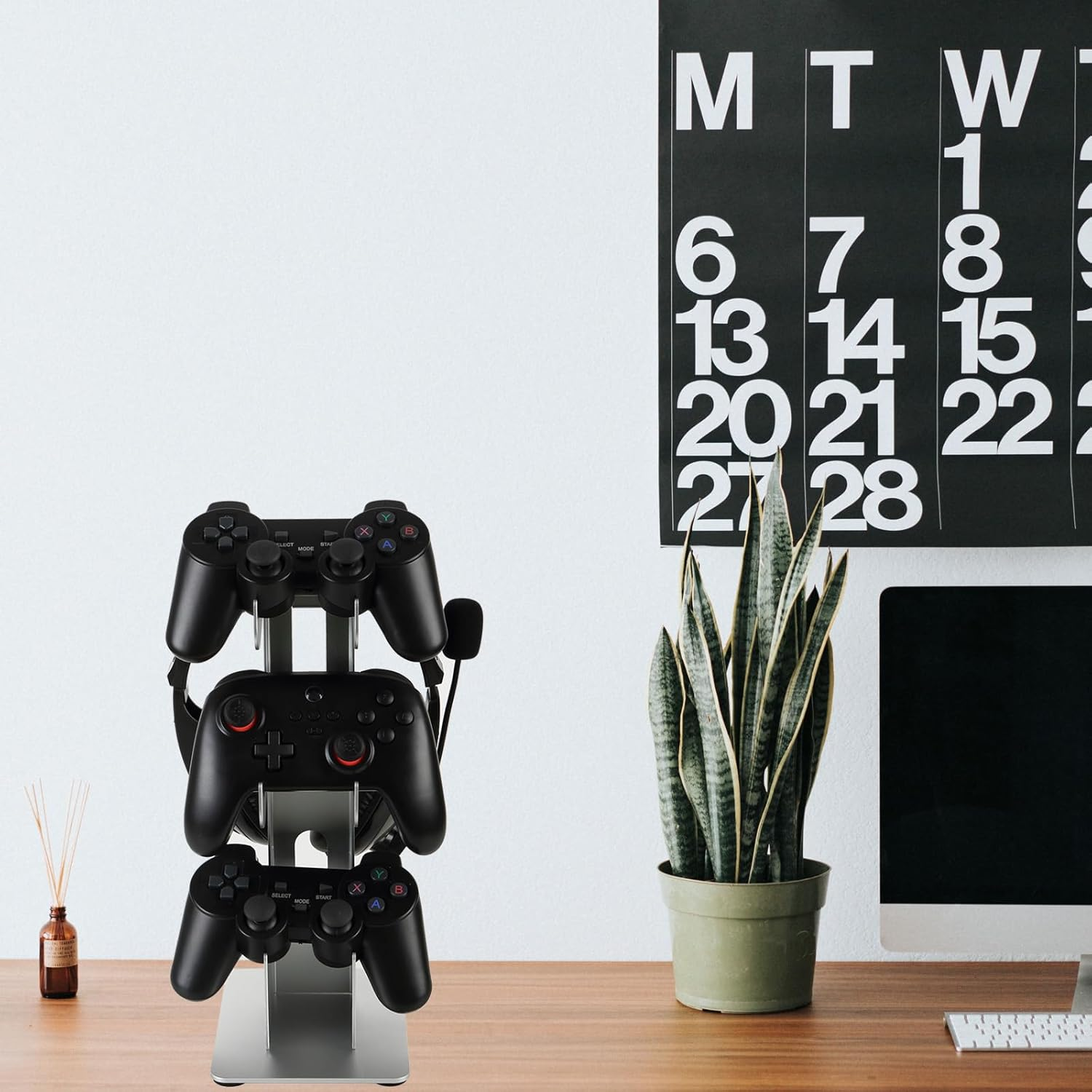 Controller Holder 3 Tier, Controller and Headset Stand for Gaming Desk, Stronger Snap-On Construction Hanger for All Universal Gaming PC Accessories image number 4