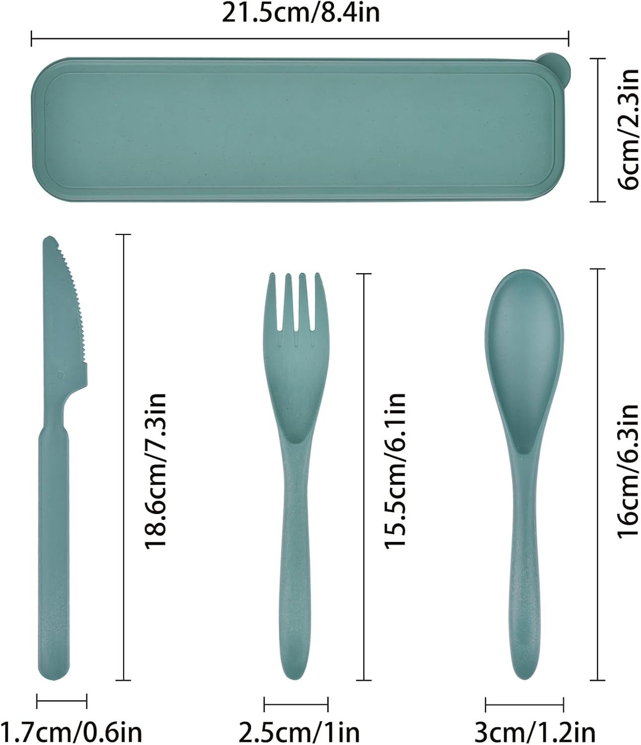 Travel Utensils with Case, Reusable Plastic Cutlery, Travel Cutlery Set, Flatware Set for Travel Work School Picnic Camping or Daily Use (Blue, Green) - 4 Colors image number 5