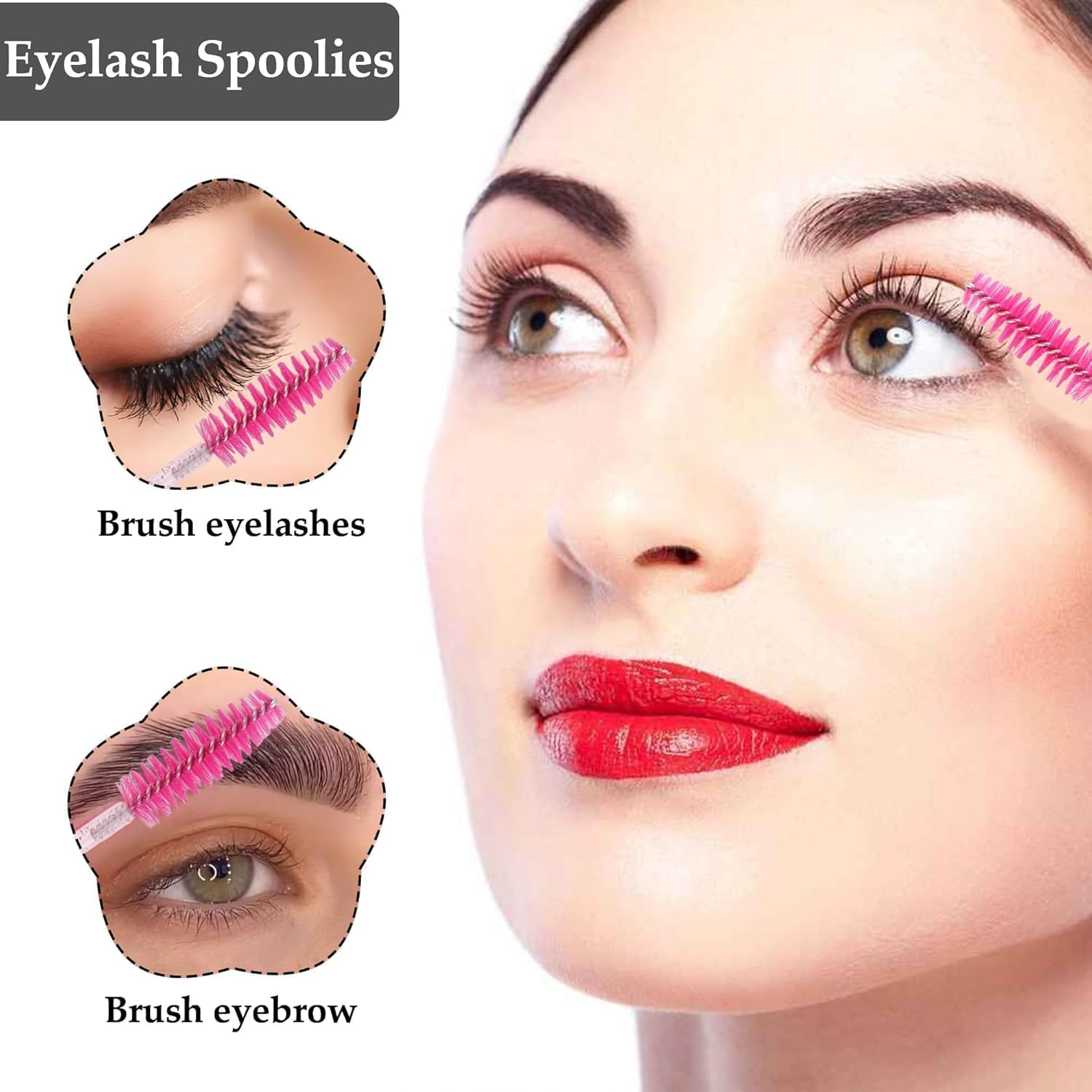 Disposable Eyelash Spoolies for Extensions & Mascara, 500PCS Lash Brushes with Crystal Tube for Home Salon Use, 2 in 1 Spoolie Wand and Lash Applicator - SZTTY image number 1