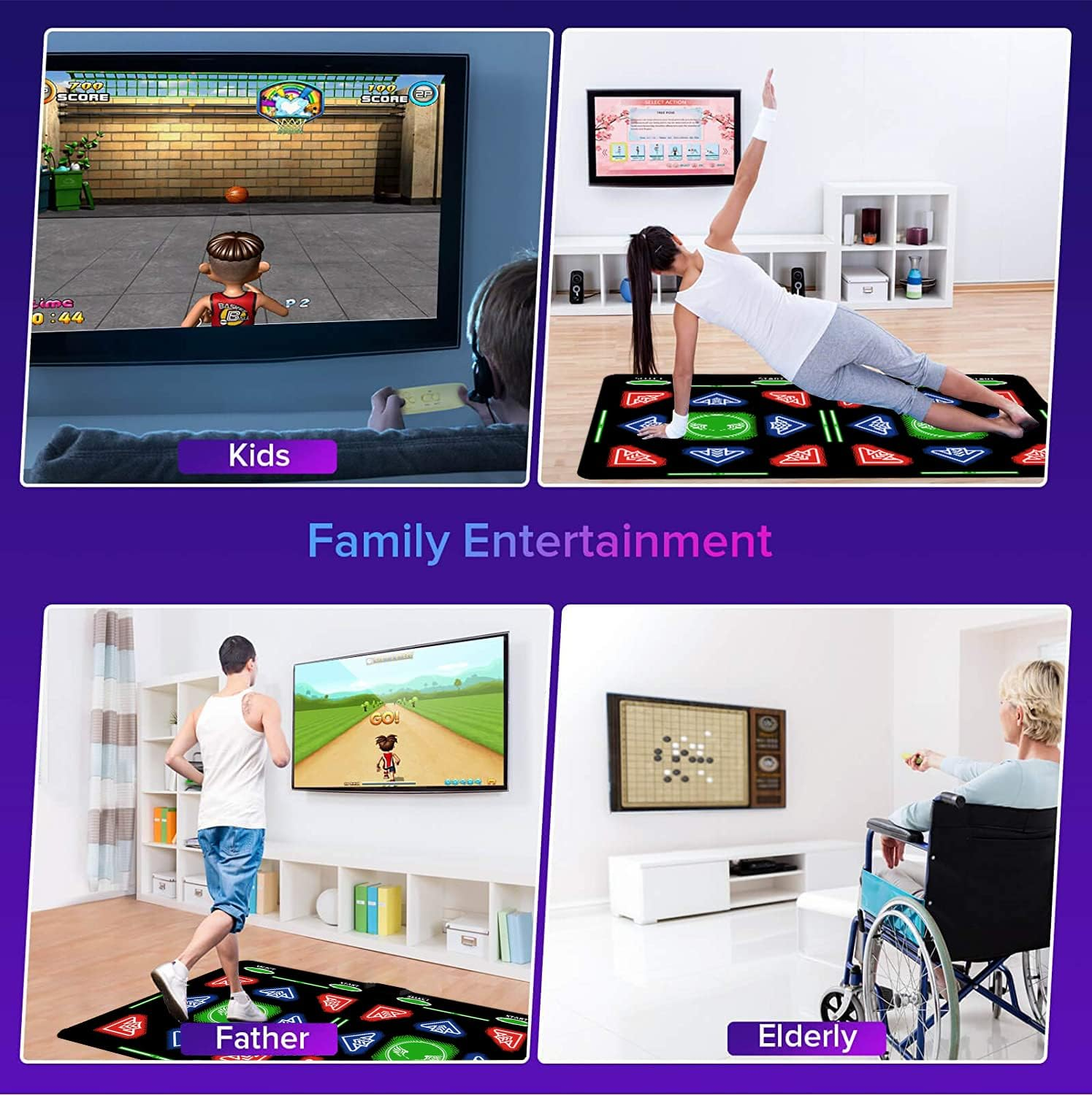 Music Double Dance Mat for Kids and Adults,64G Memory Card,Fitness Dance Games with Mv/3D/Cartoon Dance Mode, 1000Pcs Games and 885Pcs Songs 81Pcs MV for HDMI TV Fun Senior Flannel Materia image number 5