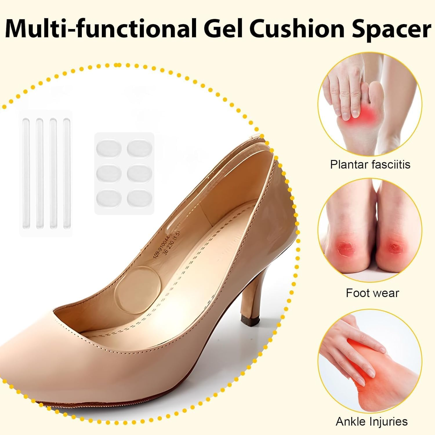 16 Pcs Self-Adhesive High Heel Insert,Clear Self-Adhesive High Heel Insert Gel Liner for Loose Shoes, Anti-Slip Heel Grip Protector to Prevent Blisters & Stop Heel Slip, Comfortable Gel Back Pads image number 5