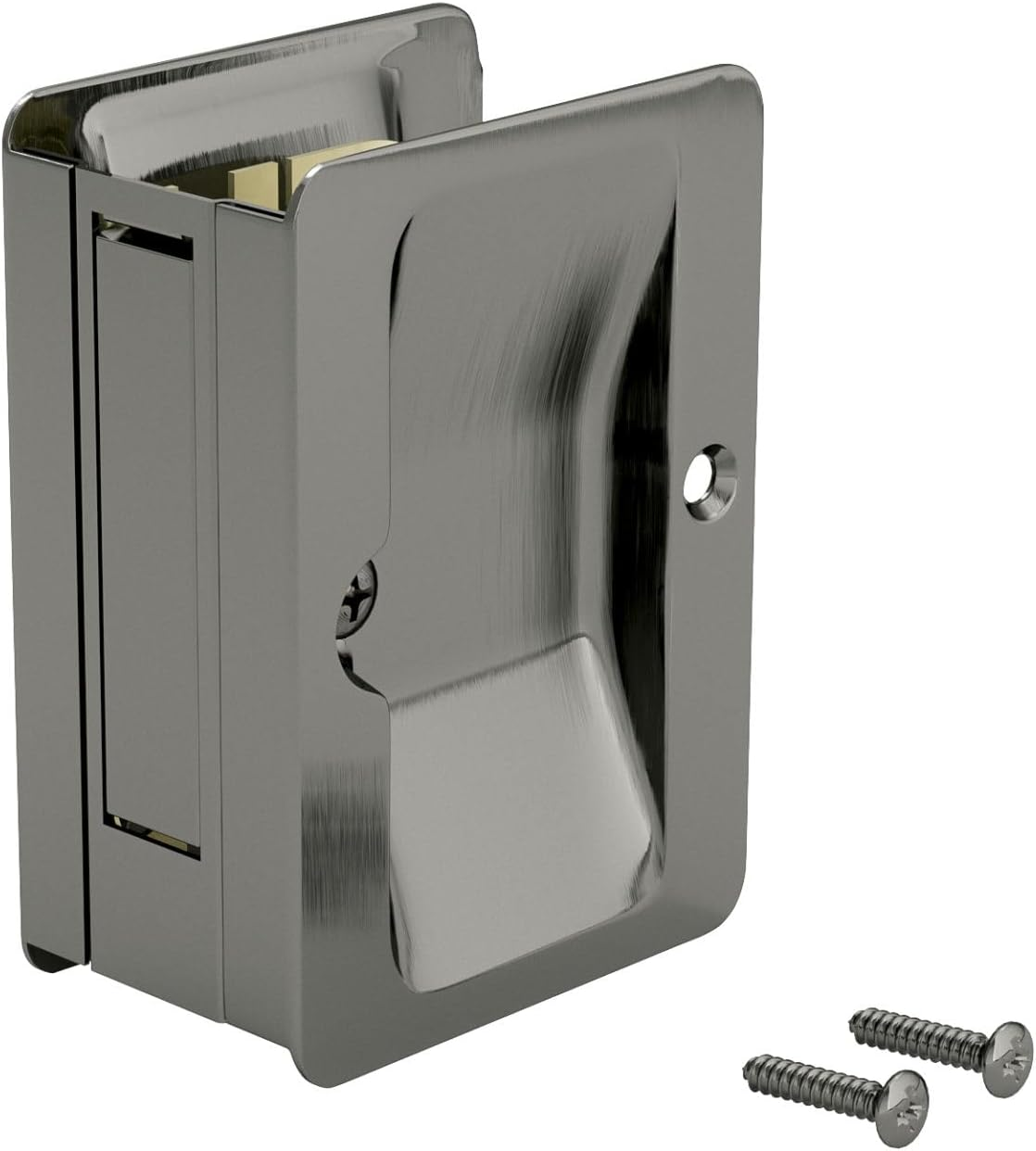 Onward 1700ANPSBC Pocket Door Pull with Passage Lock-Rectangular, Antique Nickel