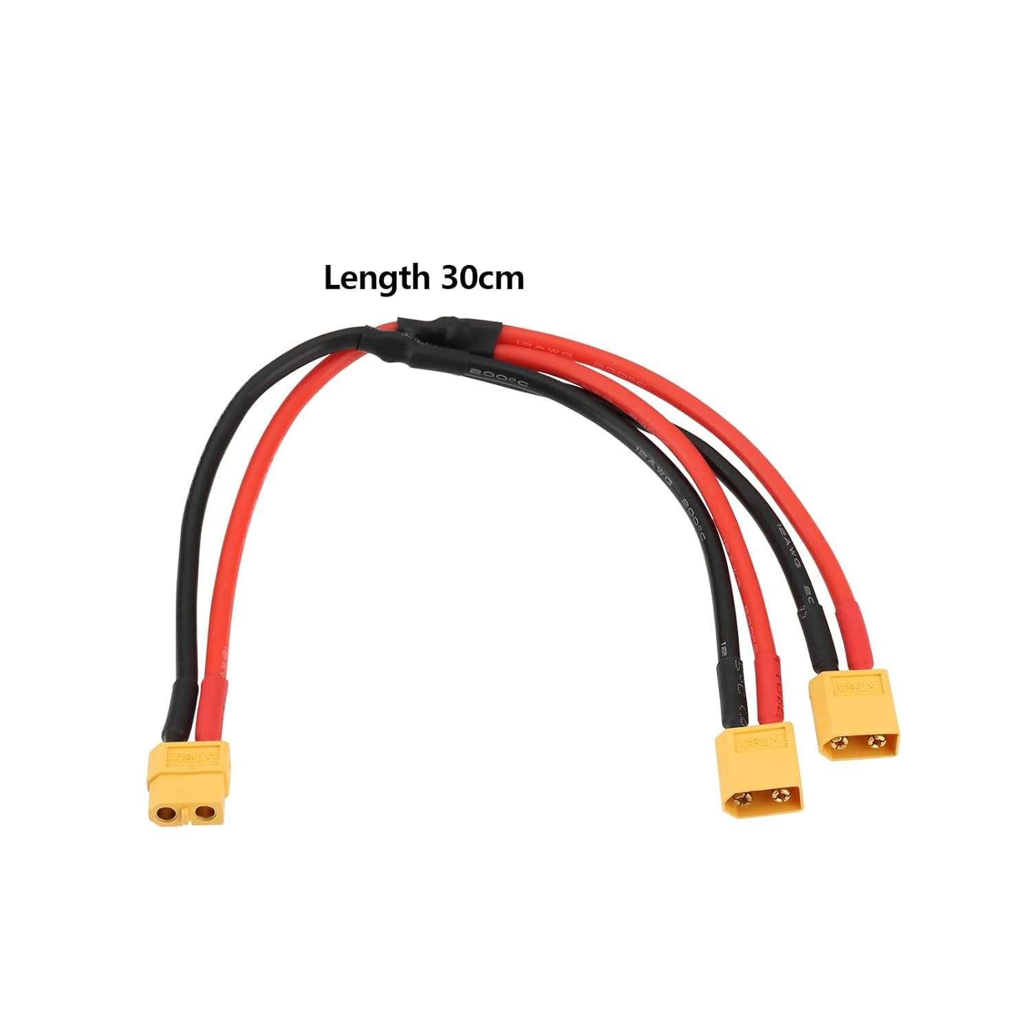 Emsea 1Pc XT60 Female to Dual Male Connector Extension Cable 12 AWG XT60 Female to 2 XT60 Male Plug Adapter Extension Cable for Solar Panel Solar Generator Power Station Ship (30Cm) image number 6