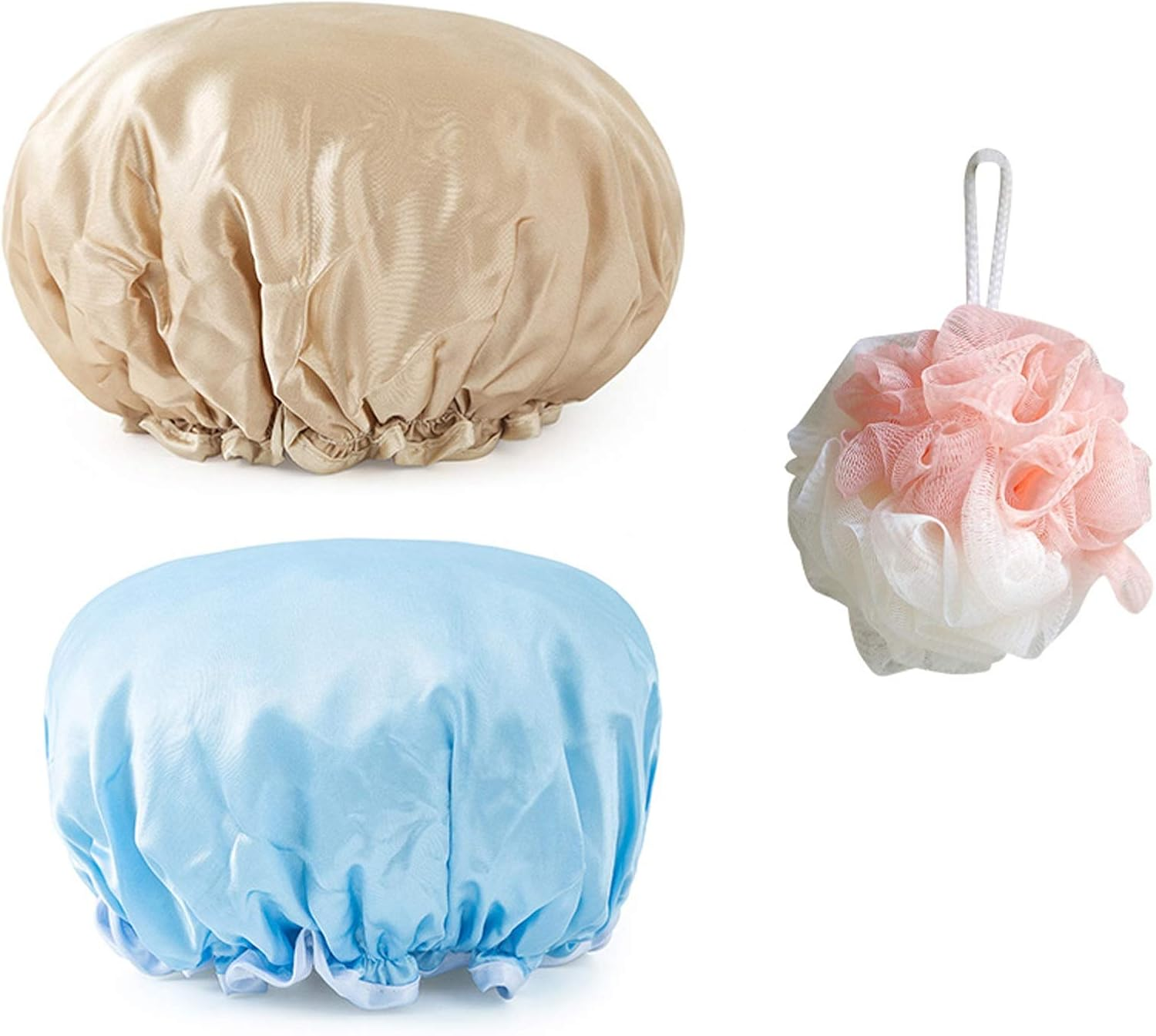 Useful Double-Layer Shower Cap Waterproof West in the Women'S Thickened Children'S Shower Head Cover Kitchen to Prevent Lampblack and Send Foam Ball (2 Pcs) Suitable for Ladies, Children and Girls, Tr image number 4