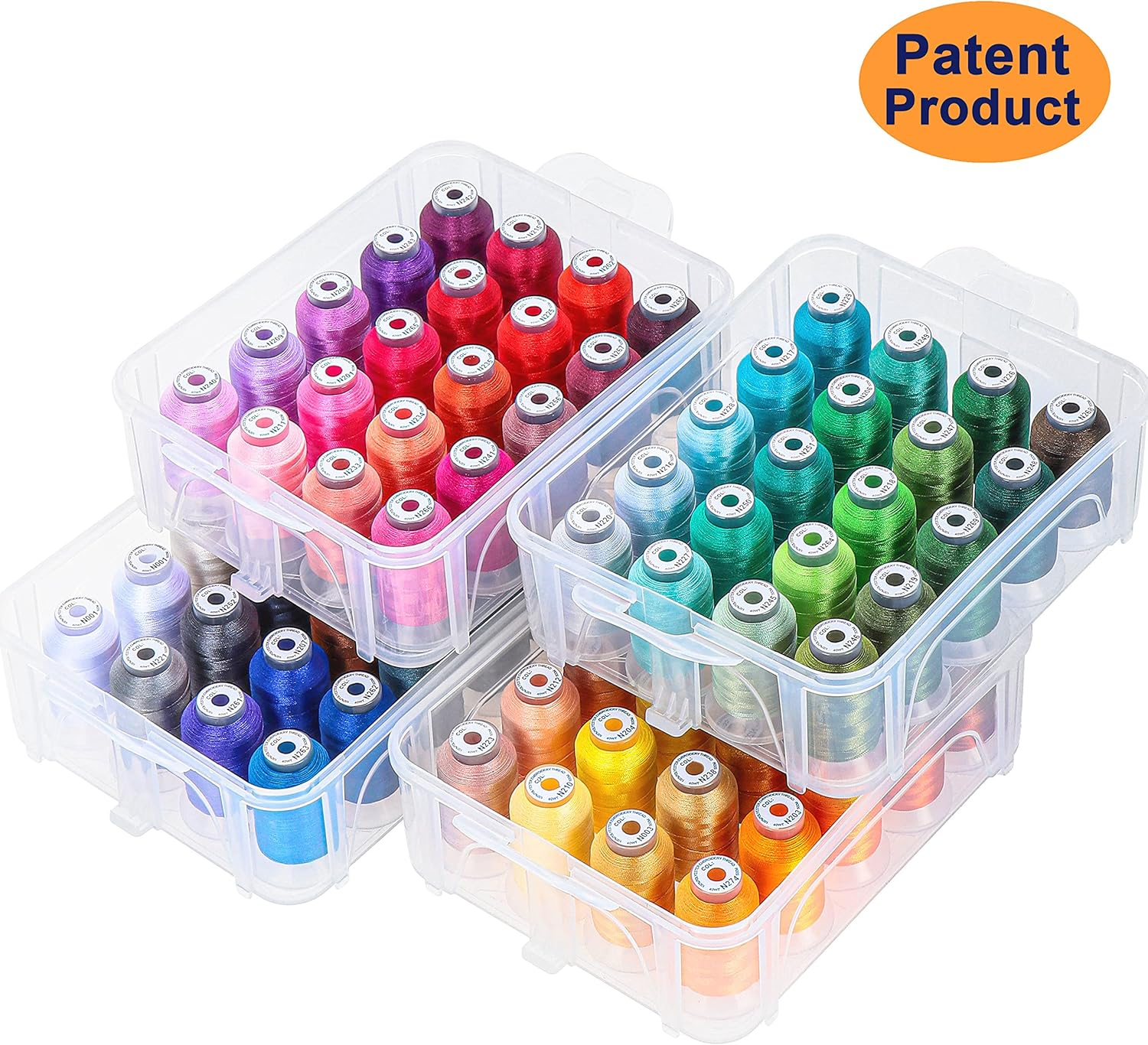 New Brothread 80 Spools 500M Each Embroidery Machine Thread with Clear Plastic Storage Box - Colors Compatible with Janome and Robison-Anton Colors image number 2