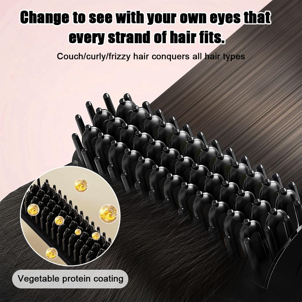 Mesen Straightening Brush, Anti-Scald Straightener, Negative Ion Hair Straightener Brush with LED Screen, 4 Levels Temperature, 150 &deg;C - 230 &deg;C, Straightening Brush for on the Go for Hair and Styling image number 6