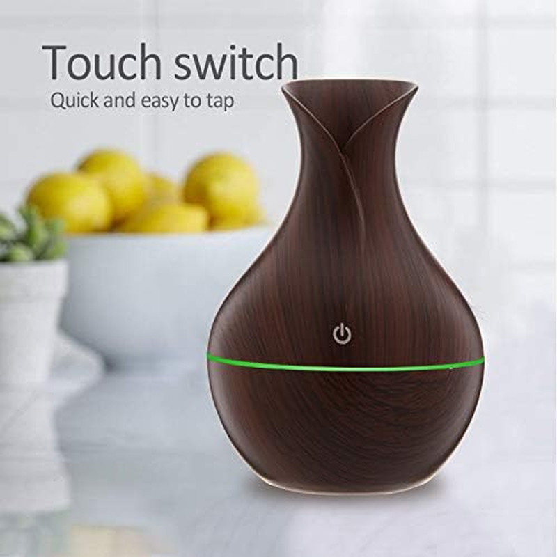 Aroma Air Diffuser Humidifier , Wood Grain Ultrasonic Home Air Diffuser 130Ml Humidifier for Home, Office Yoga,7 Colors LED Mood Light (Brown) - Wood Grain Color image number 5