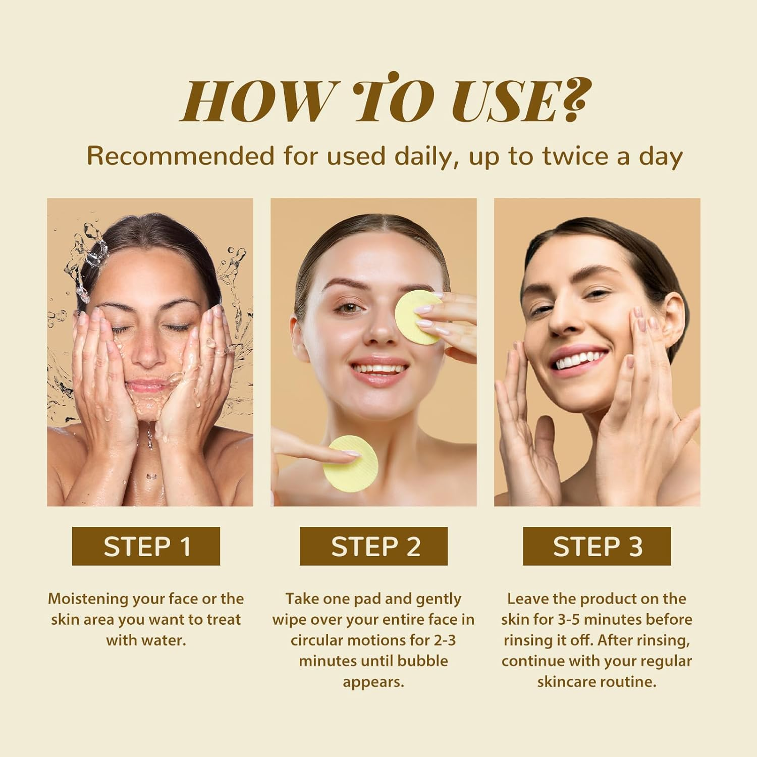 ANAI RUI Turmeric Kojic Acid Exfoliating Cleansing Pads, Deep Cleansing Brightening Pads, Exfoliating Scrub Pad for Face and Body, Acne Treatment, Make-Up Remover Wipes, 50 PCS