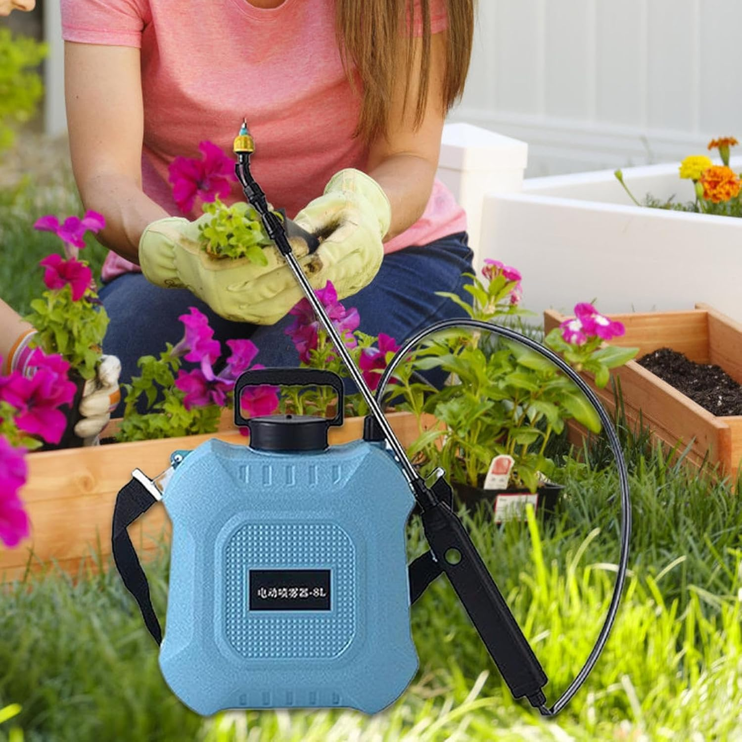 Electric Backpack Sprayer - Type-C Electric Portable Water Sprayer | Home & Gardening Supplies with 3 Nozzles for Farm Home Yard Vegetable Flower Care Indoor Fertilizing Greenhouse Agricultural - 8L image number 6