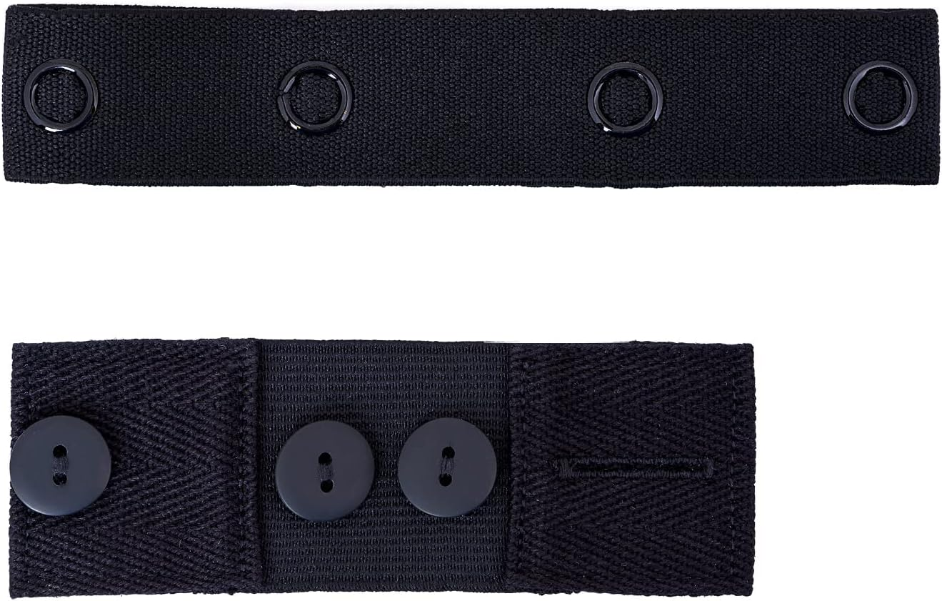 Maternity Pant Extenders for Women - 2-Pack Soft Pant Button Extender Set - Pregnancy Waistband Extender in 2 Styles - Comfortable, Easy to Use - Adjustable Jean Button Waist Band Expander &ndash; Black image number 5