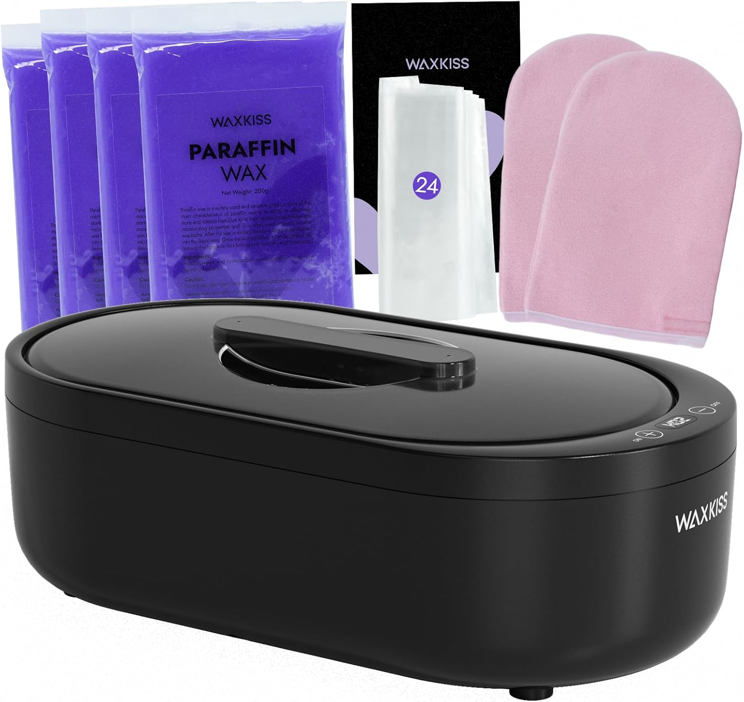 Waxkiss Paraffin Wax Machine for Hands and Feet - Small Hand Wax Paraffin Machine 2000Ml with 3 Packs of Paraffin Wax Digital Display Screen for Paraffin SPA