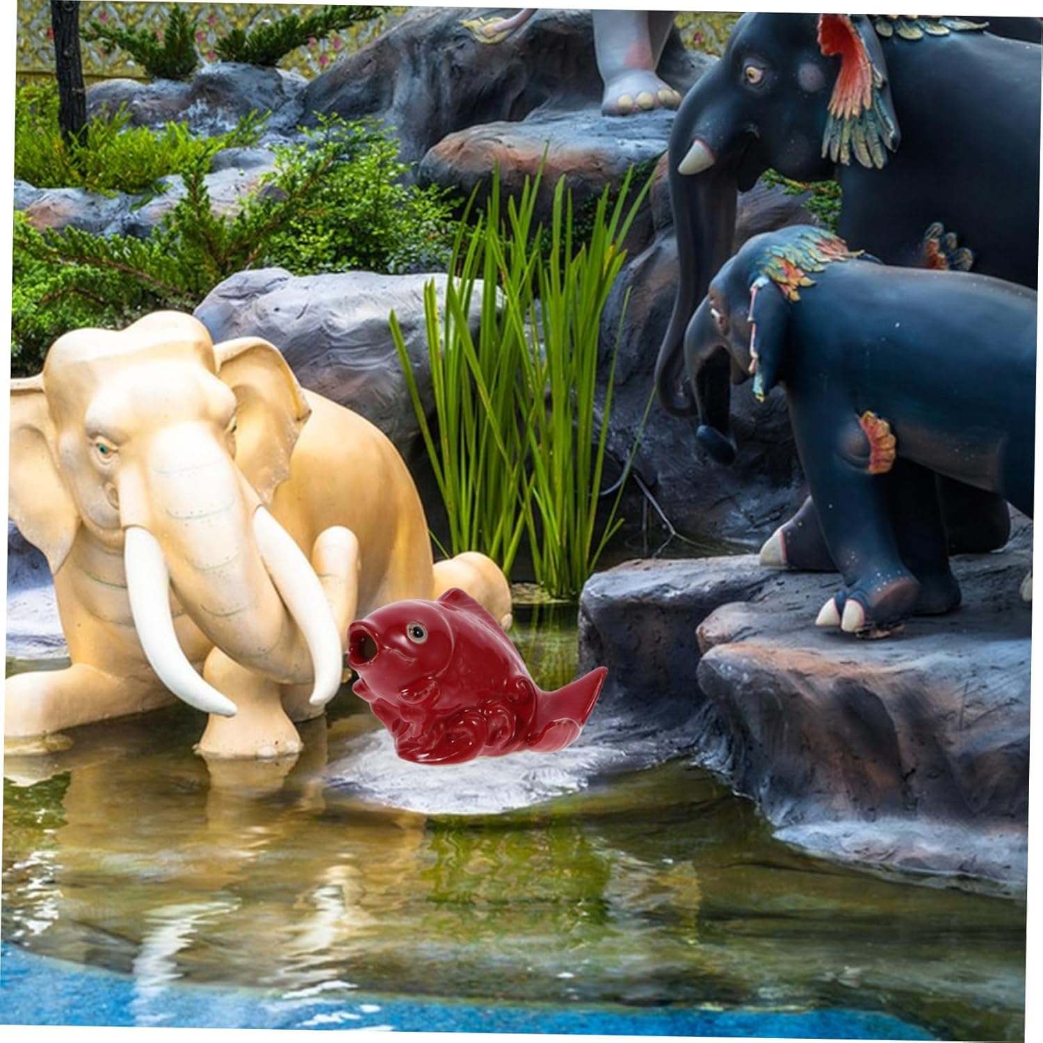 Ceramic Carp Figure Outdoor Water Fountain Spray Ornament Garden Accessory Garden Decor for Landscaping and Home Decoration image number 4