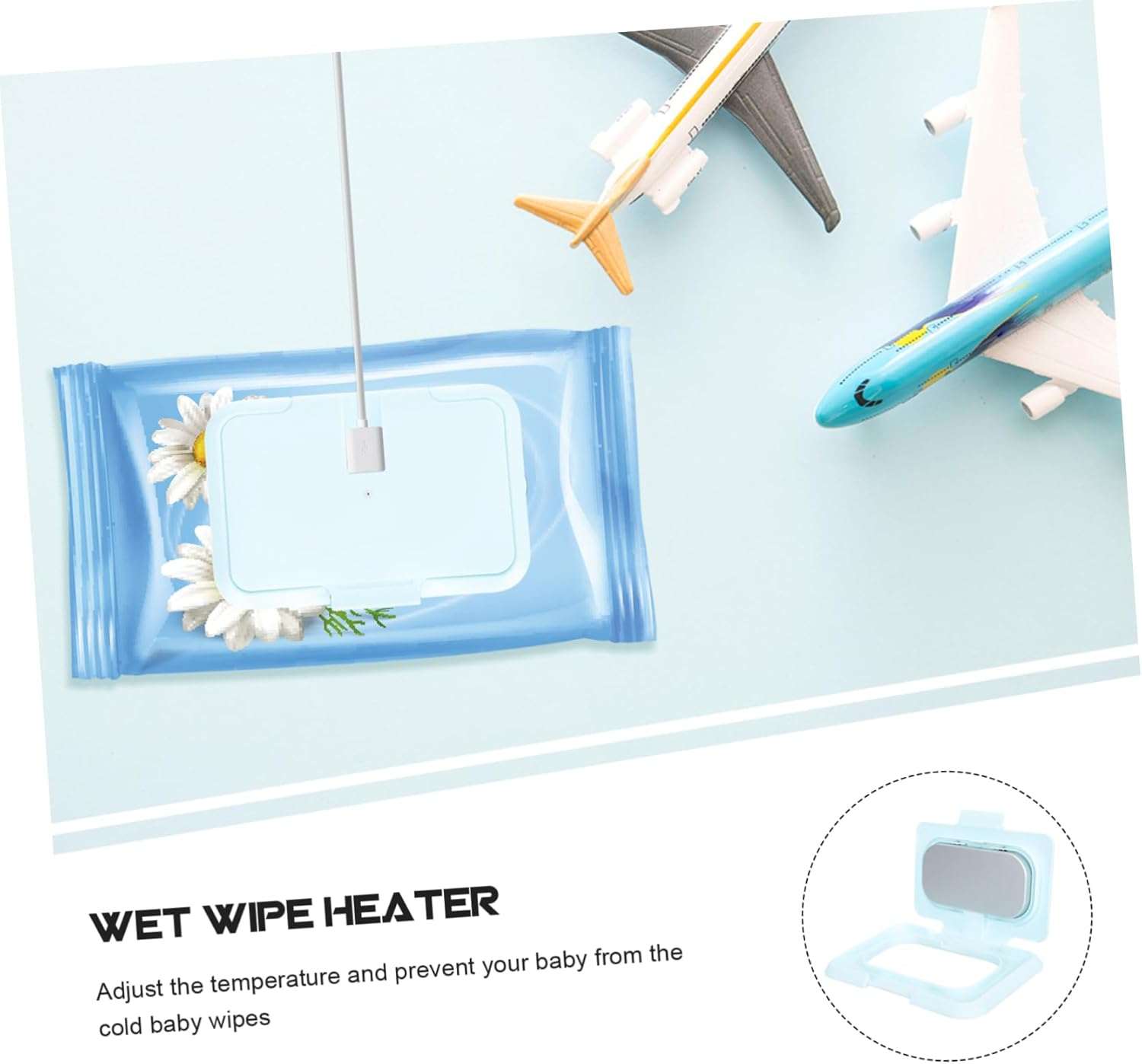 Abaodam Portable Baby Wipe Warmer USB Cord, Pink Wet Tissue Heating Device for Travel and Car Use, Convenient Boys and Girls Wipes Thermostat image number 4