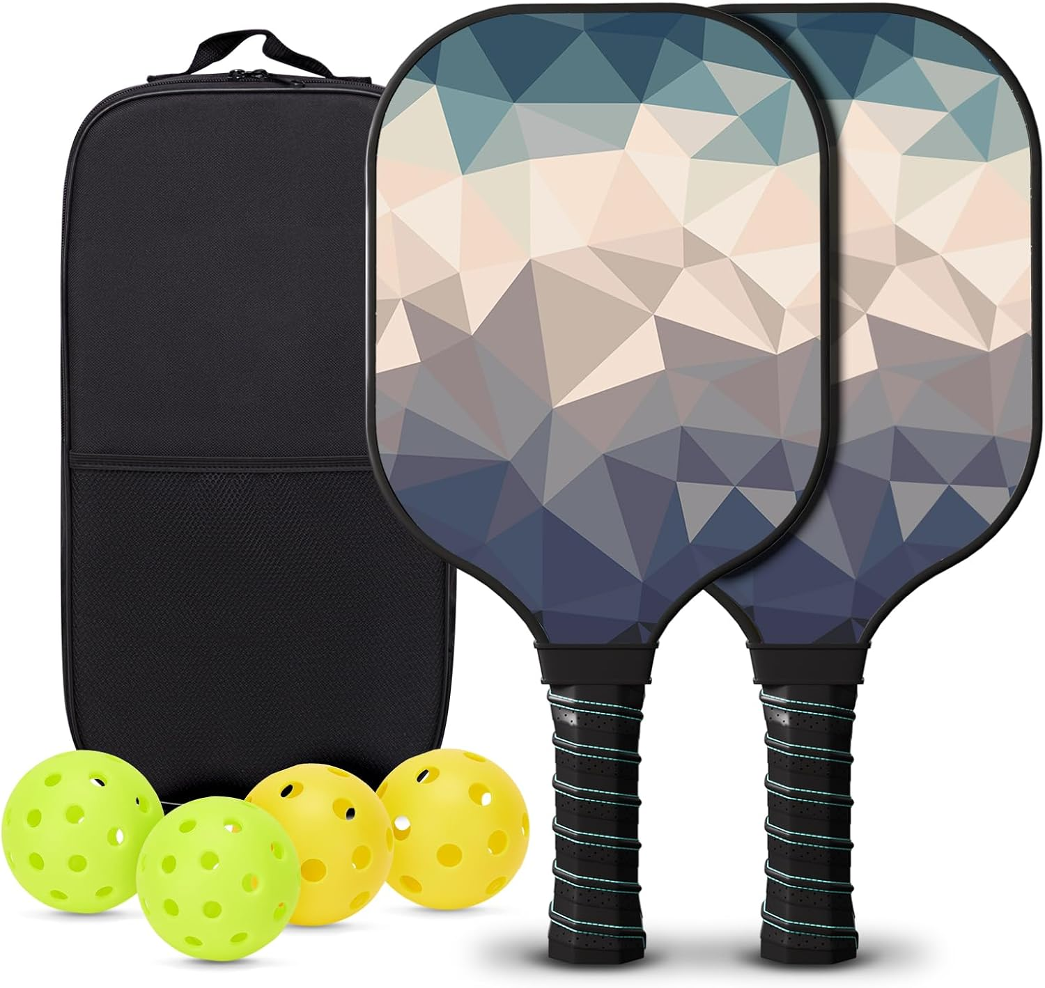 Pickleball Paddle Set of 2/4 Anti-Slip Sweat-Absorbing Grip with Pickleball Balls and Pickleball Bag, Pickleball Paddles for Beginners & Pros