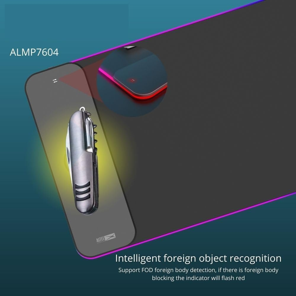Altec Lansing RGB Mousepad with Wireless Charging Pad, Non-Slip Rubber Base, Smart Touch Sensor, Gaming Keyboard Mat and Mouse Pad for PC, Laptop image number 3