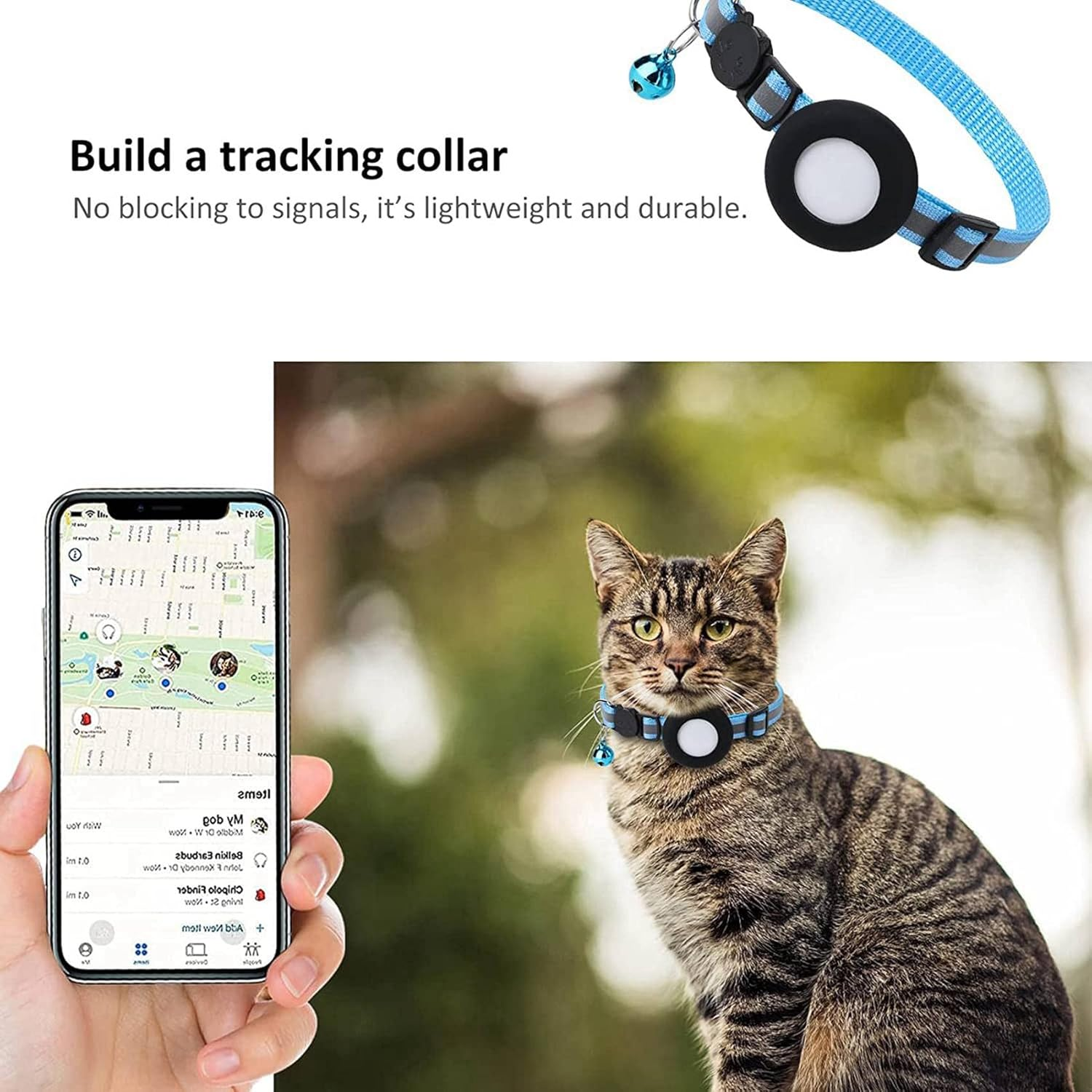 VENEKA Cat Collar Holder, for Air Tag Cat Collar Holder Compatible for GPS Tracker,4Pack Case Cover Black and Blue image number 2
