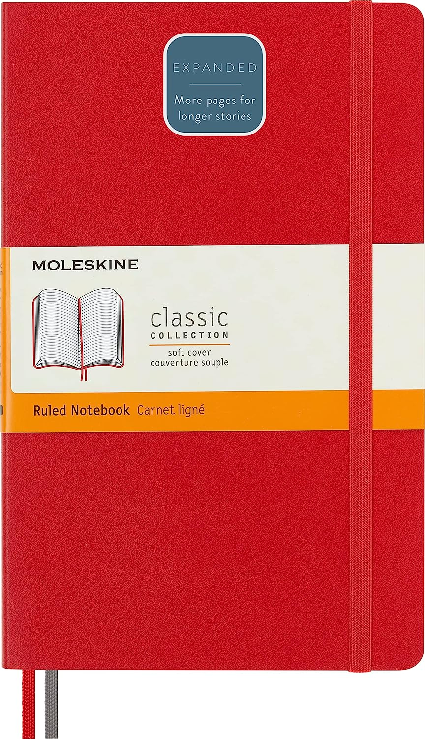 Moleskine Classic Soft Cover Expanded Plain Notebook, Large, Sapphire Blue