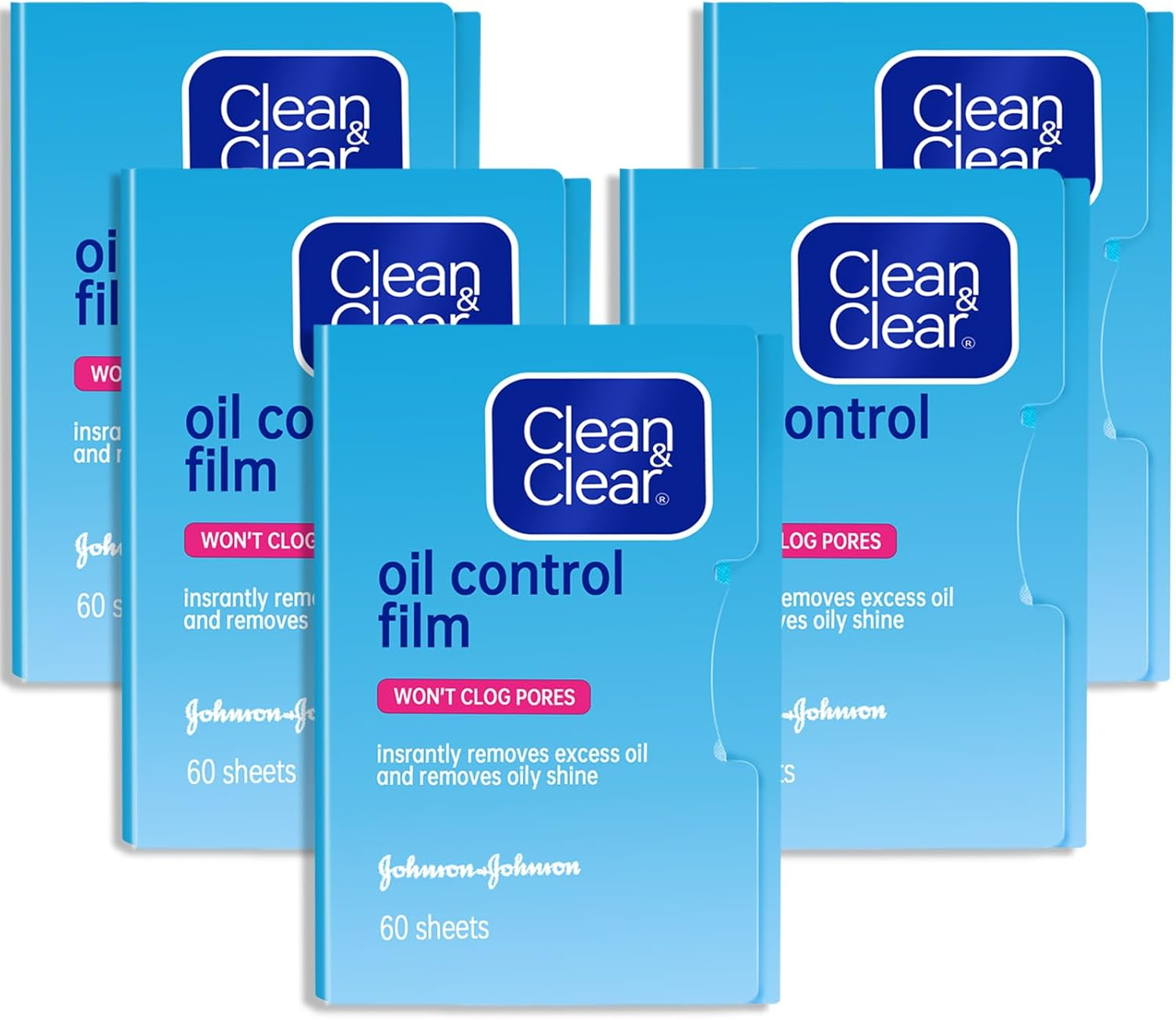 Oil Control Film, Same Series with Clean & Clear Oil Absorbing Sheets for Oily Skin Care, Blotting Paper to Remove Excess & Shine, 60 Sheets (Pack of 5) image number 3