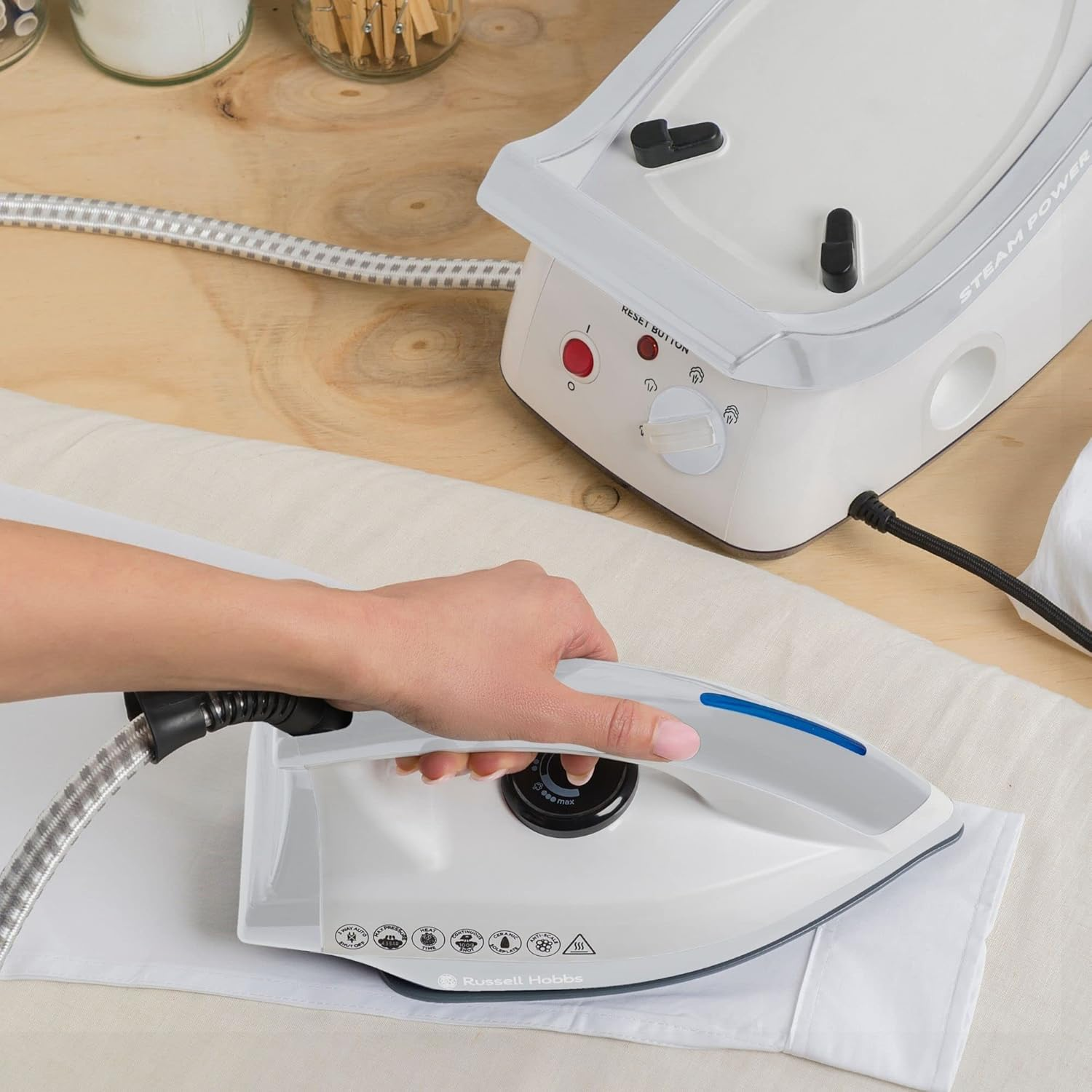 Russell Hobbs Steam Power Steam Station, RHC450GRY, 1.3L Water Tank, Fast Heat-Up, Variable Steam Settings, Grey image number 3