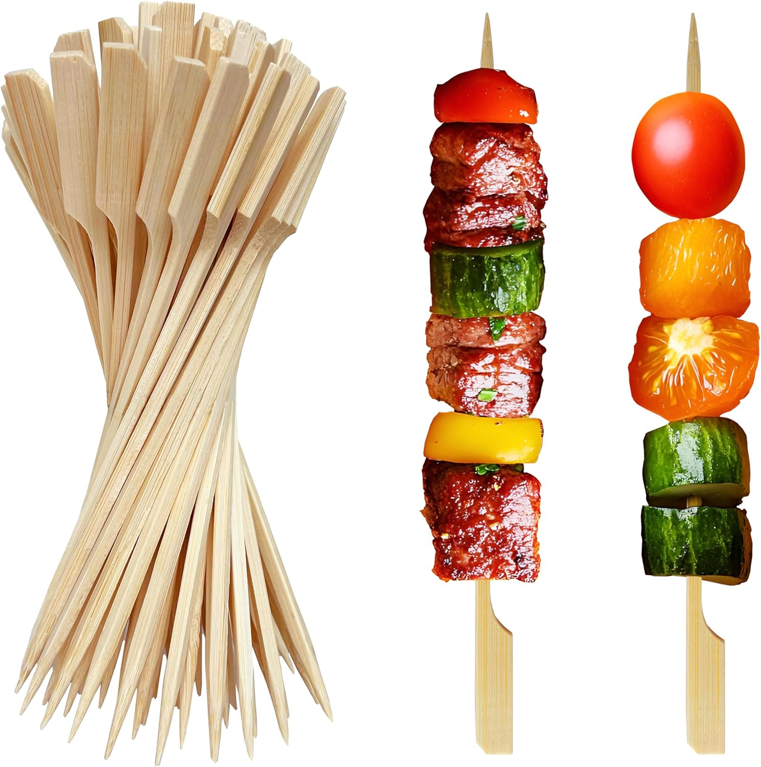 200 PCS Bamboo Skewers for Appetizers, Kabob Skewers, Skewers for Grilling, Bamboo Sticks for Fruit Kabobs, Charcuterie Boards Accessories (8 Inch) image number 1