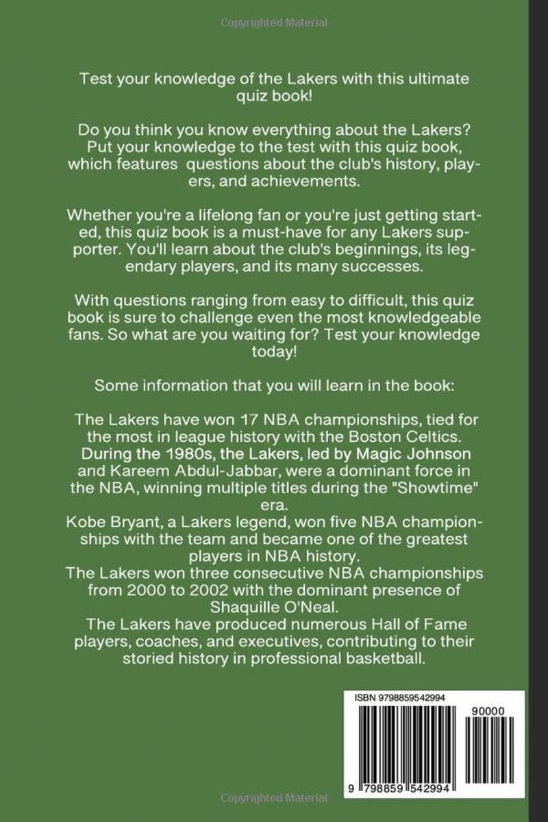 Los Angeles Lakers: the Supreme Trivia and Quiz Book for LA Laker Fans