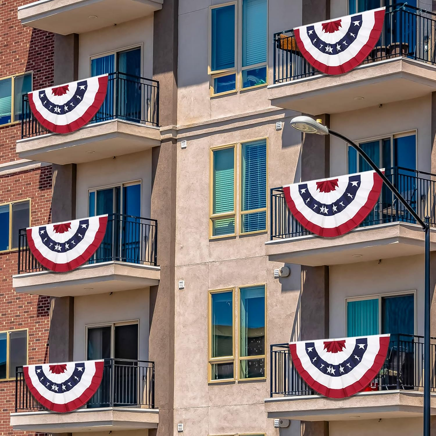 3 X 6 Ft American Pleated Fan Flag, USA Patriotic Half Fan Bunting Flag, 4Th of July Decorations Flags (Set of 4) image number 2