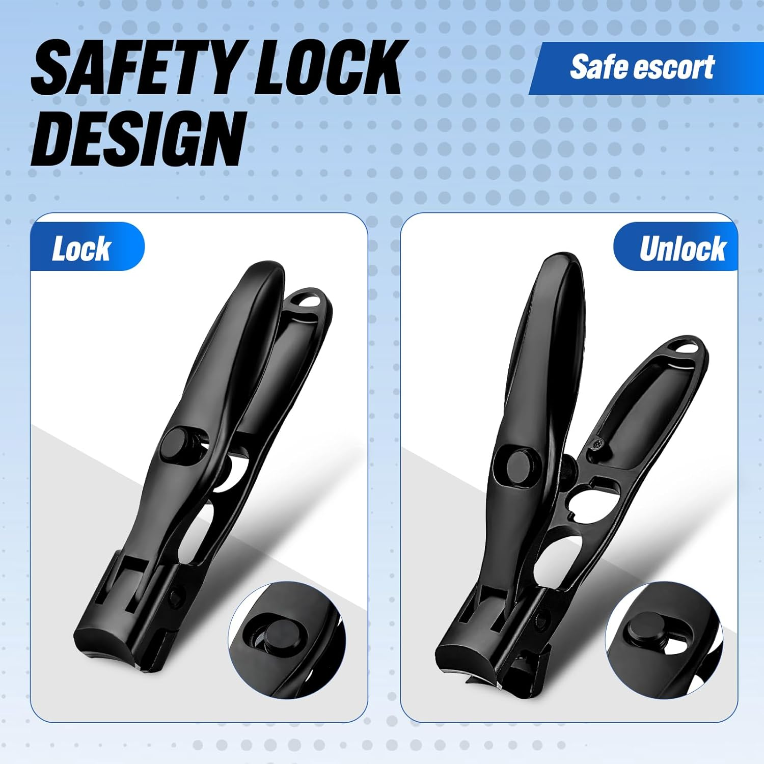 Swocky German Nail Clippers, Premium Stainless Steel Wide Jaw anti Splash Design,Ultra Sharp Heavy Duty Clippers with Ergonomic Lever,Perfect for Men,Women, and Seniors(Black)