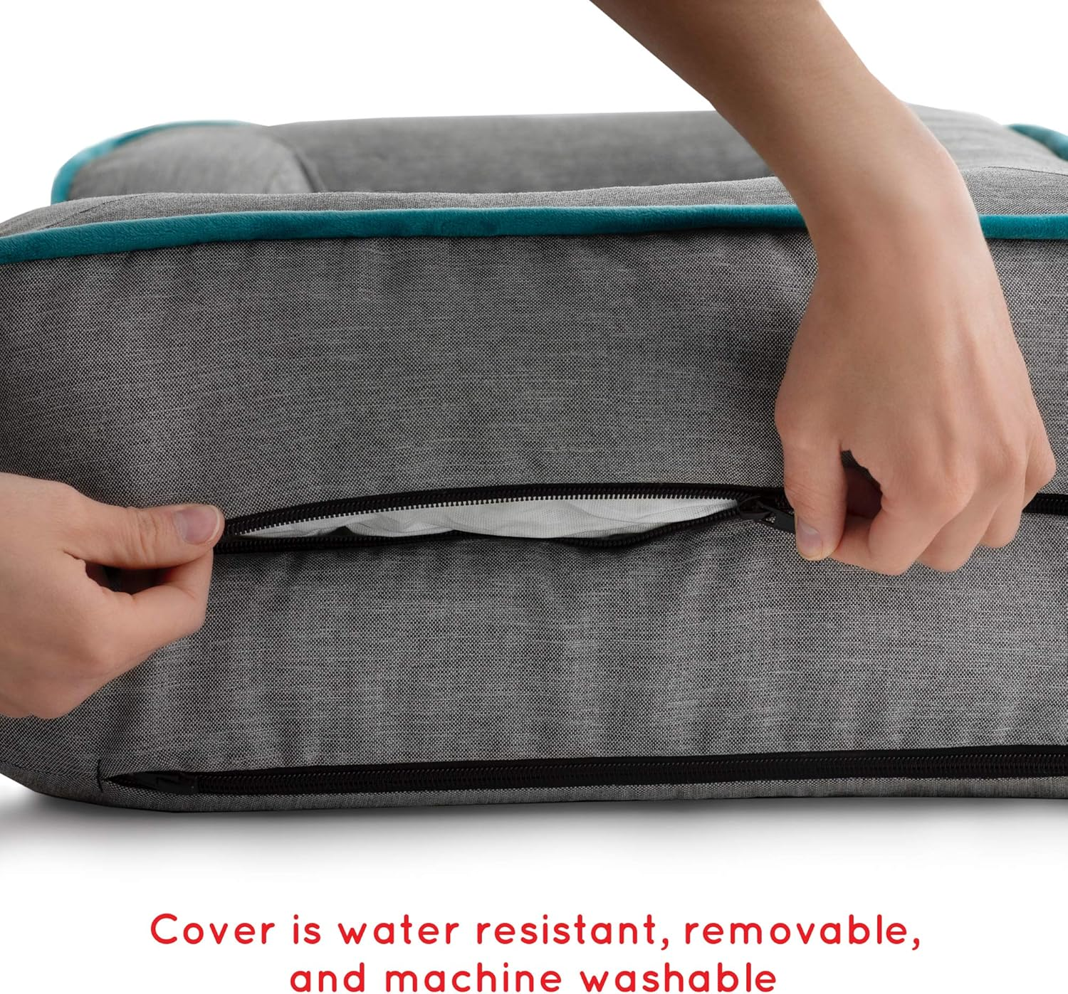 Brindle Orthopedic Memory Foam Pet Bed with Wrap around Bolster - Plush Dog and Cat Bed - Removable Velvet Cover image number 4