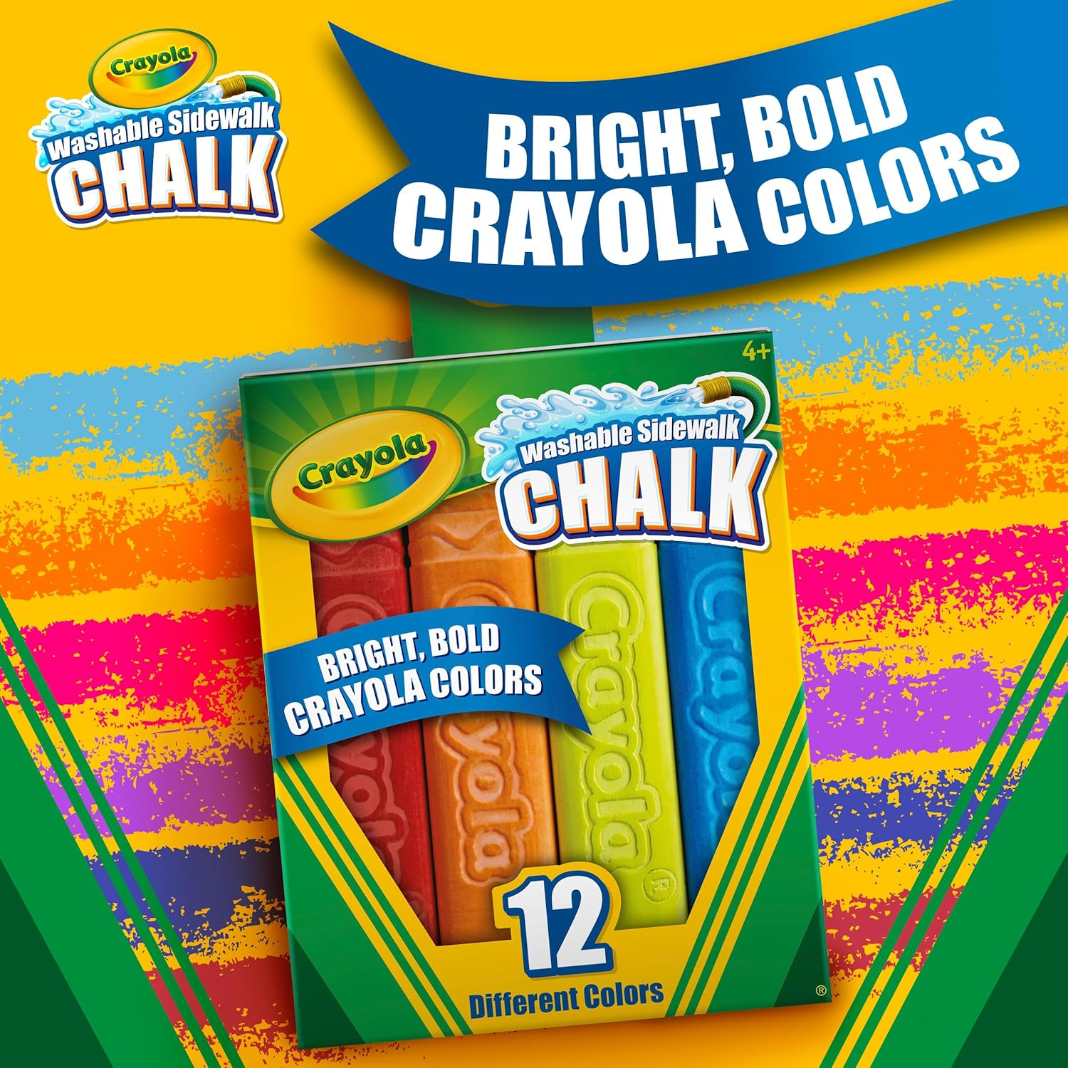 Crayola 12 Washable Sidewalk Chalks, Outdoor Toys for Kids, Bright Colours, Non-Toxic, Creative Play Outside image number 4