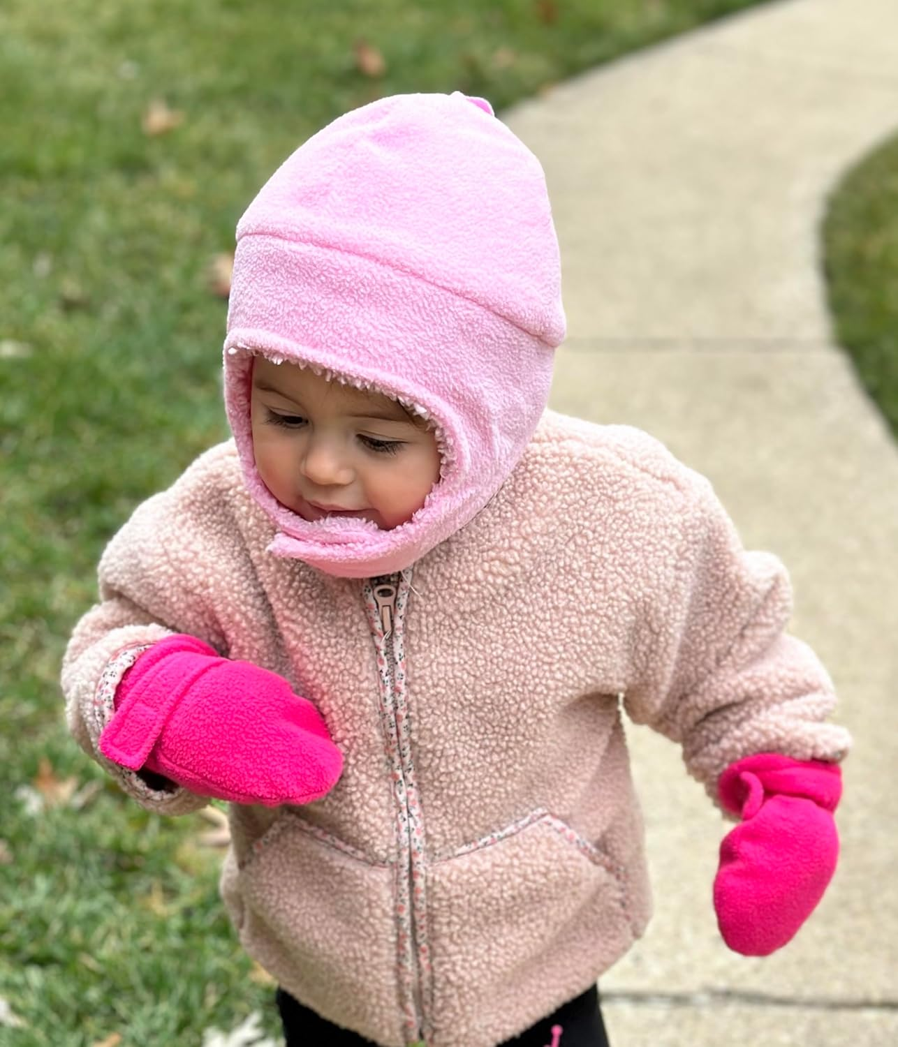 N'Ice Caps Little Kids and Baby Easy-On Sherpa Lined Fleece Mittens - 2 Pair Pack image number 1