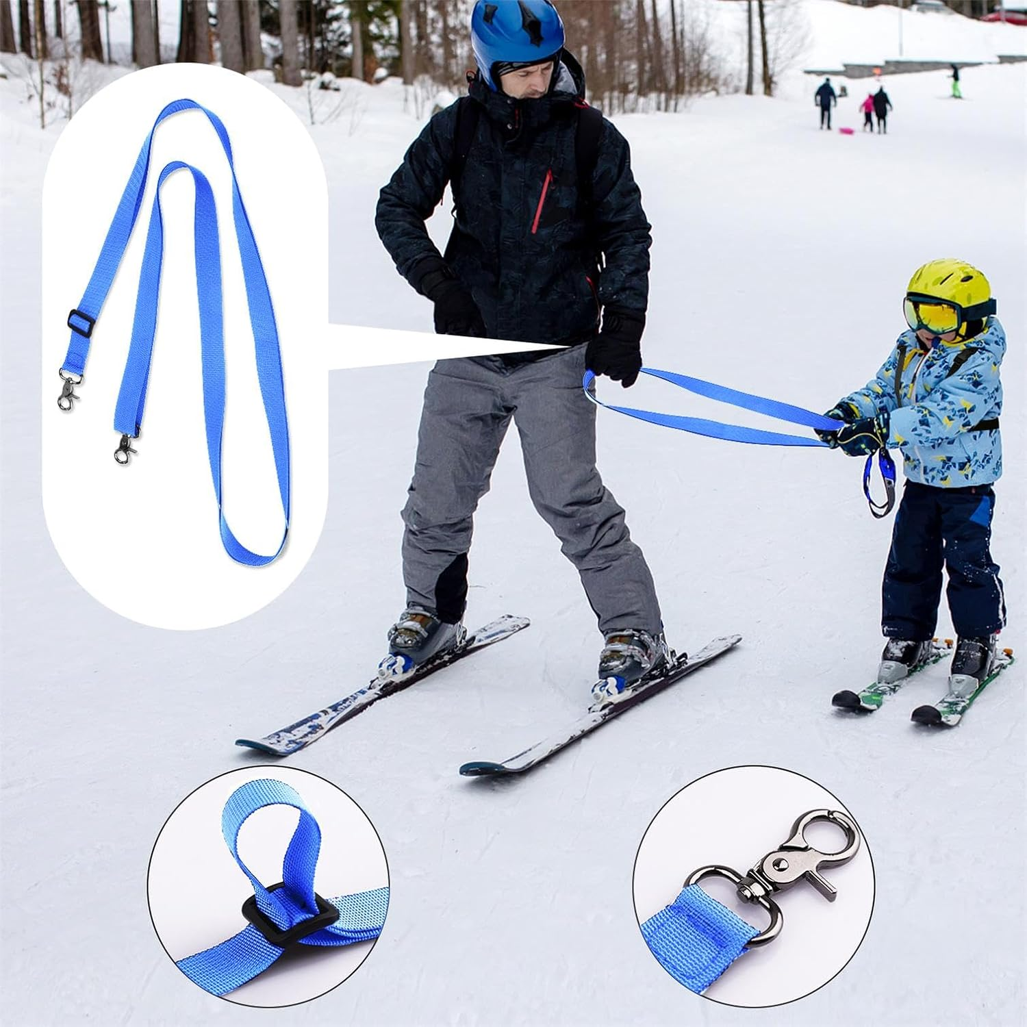 Ski and Snowboard Training Harness for Kids, Ski Harness with Removable Leash and Storage Bag, Speed Control Teaching Harness Vest Ski Accessories for Kid Boy Girl Beginners (Blue) image number 5