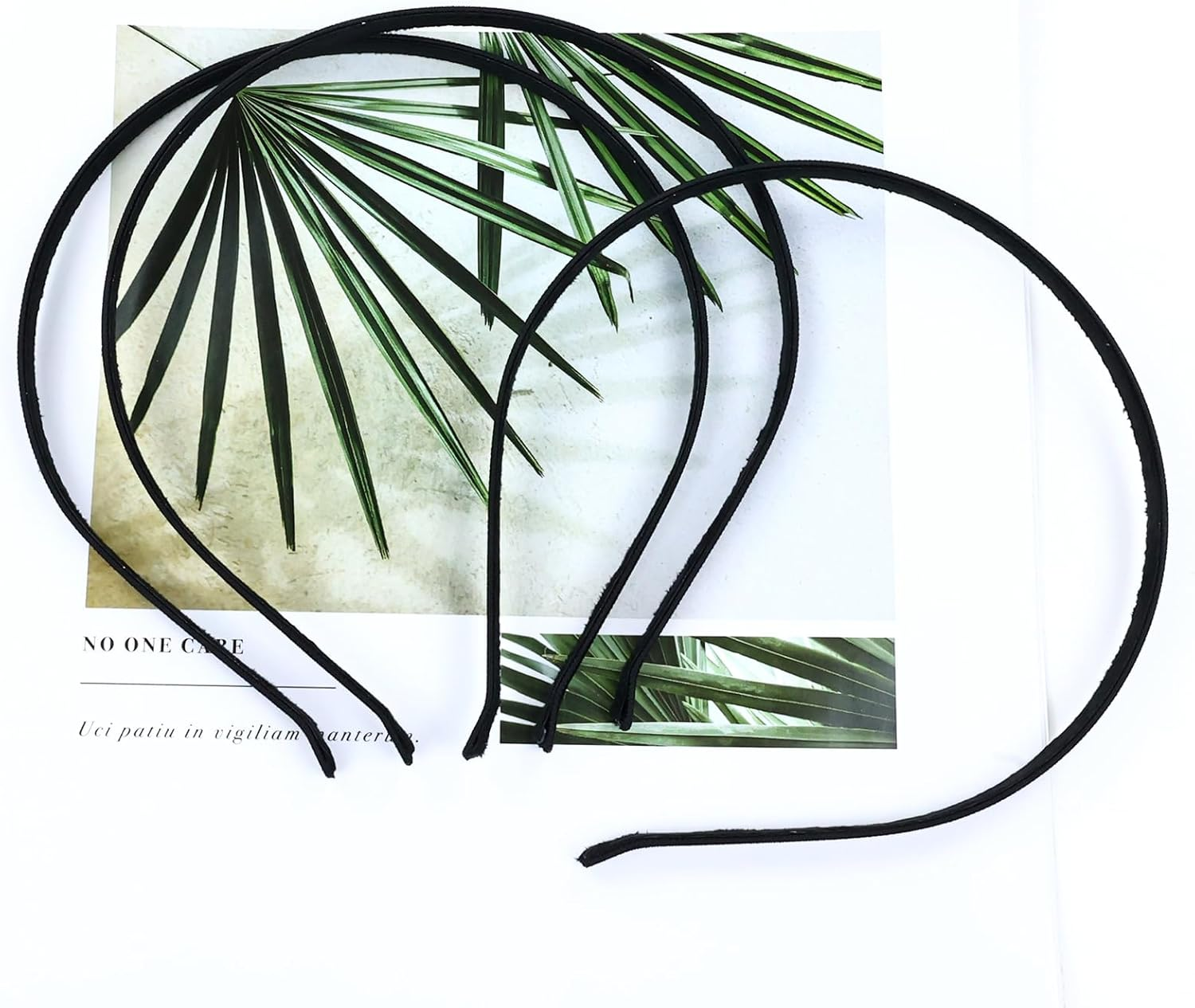 10 Pack 7MM Plain Black Satin Cloth Fabric Covered Thin Slim Metal Headband Wire Hairband Elastic Skinny Velvet Hair Hoop Holder Clasp Tiara Crown Base for Women Men Headpiece Crafting DIY Accessories image number 2