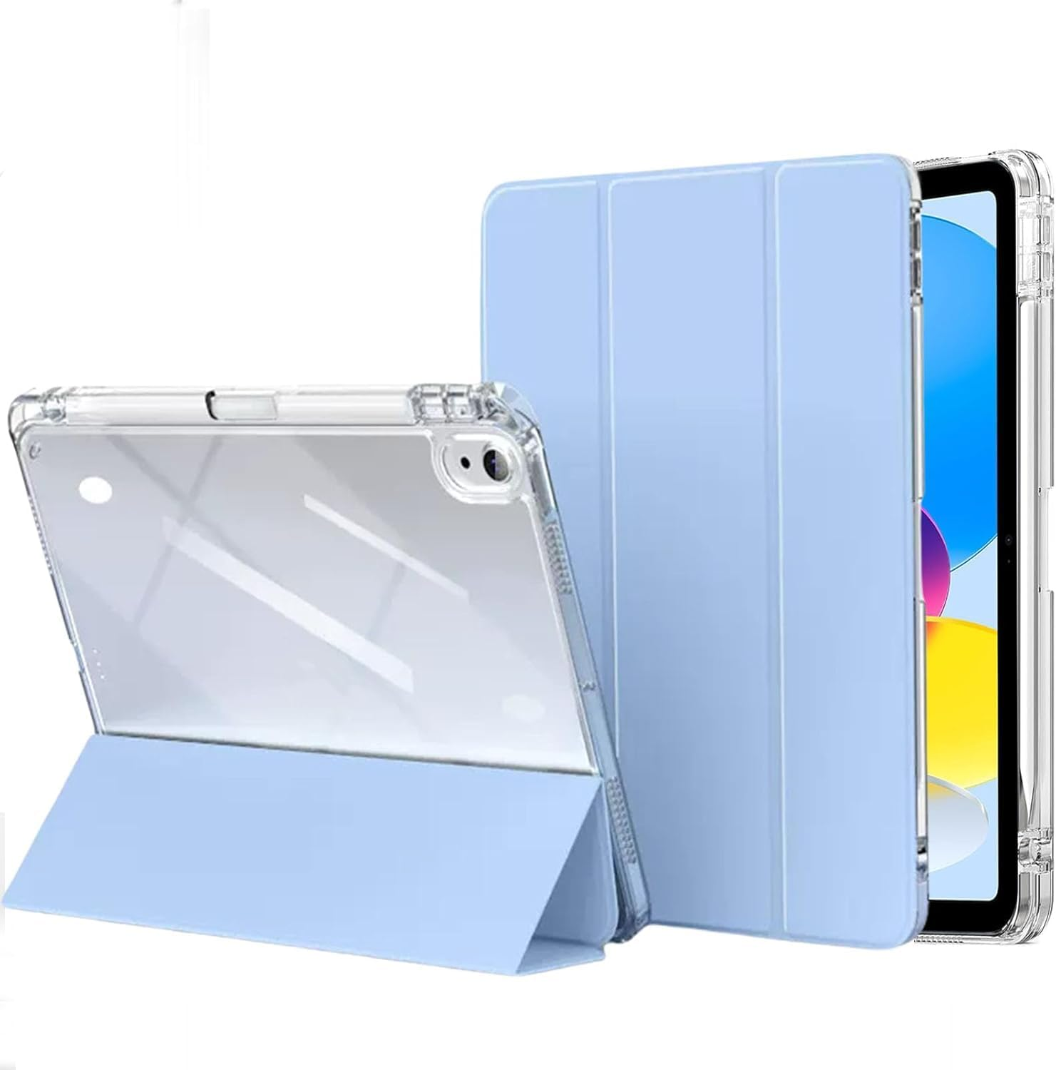 AVAKOT Case for Ipad A16 11Th Generation 11 Inch 2025, Ipad 10Th Generation 10.9 Inch 2022,Clear Back Slim Trifold Stand with Pencil Holder Auto Wake/Sleep, Black