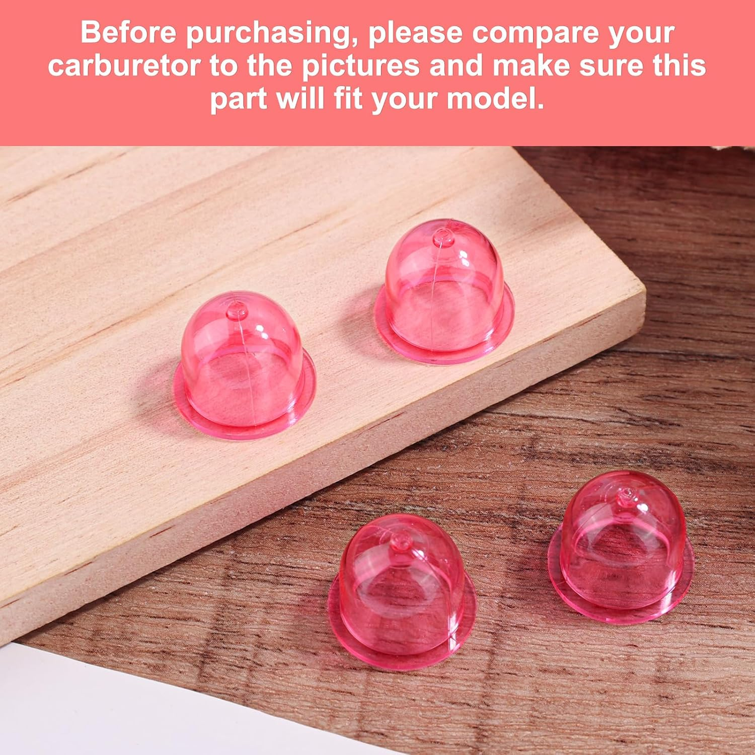 Gosknor 4Pcs Primer Bulb Replacement, Carburetor Primer Bulb for Small Engines Pump Bulb Fuel Primer Bulb for WALBRO Weedeater Chainsaw Trimmers Lawn Mowers Leaf Blowers (Red) image number 5