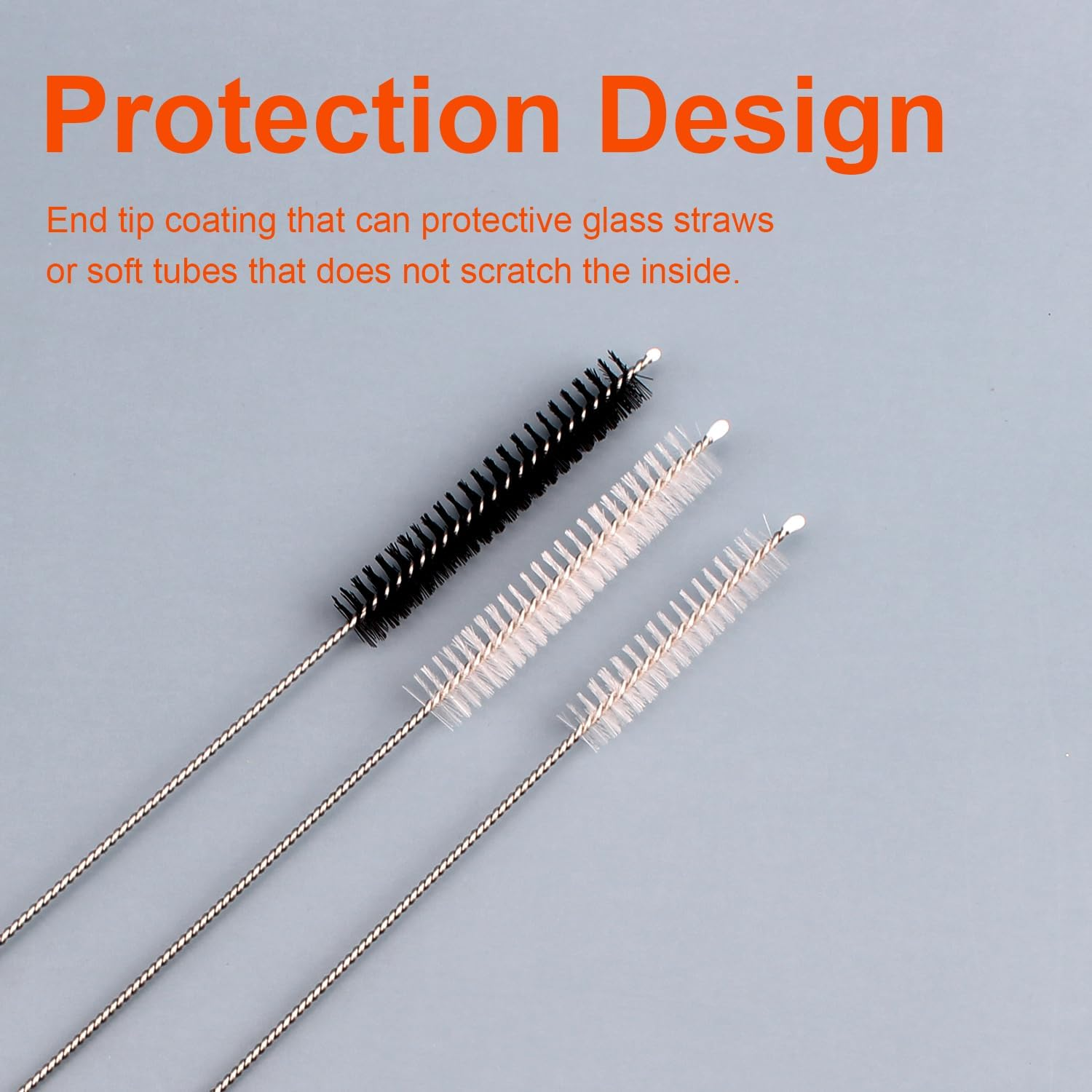 10 Pack Long Straw Cleaner Brush Extend 12 Inch, Extra Wide 12Mm Diam Pipe Cleaners,H HOME-MART Straw Brush for Straws,Sippy Cup, Baby Water Bottle Tubes, Drinking Straw Cleaning Brush Set (Black) image number 3