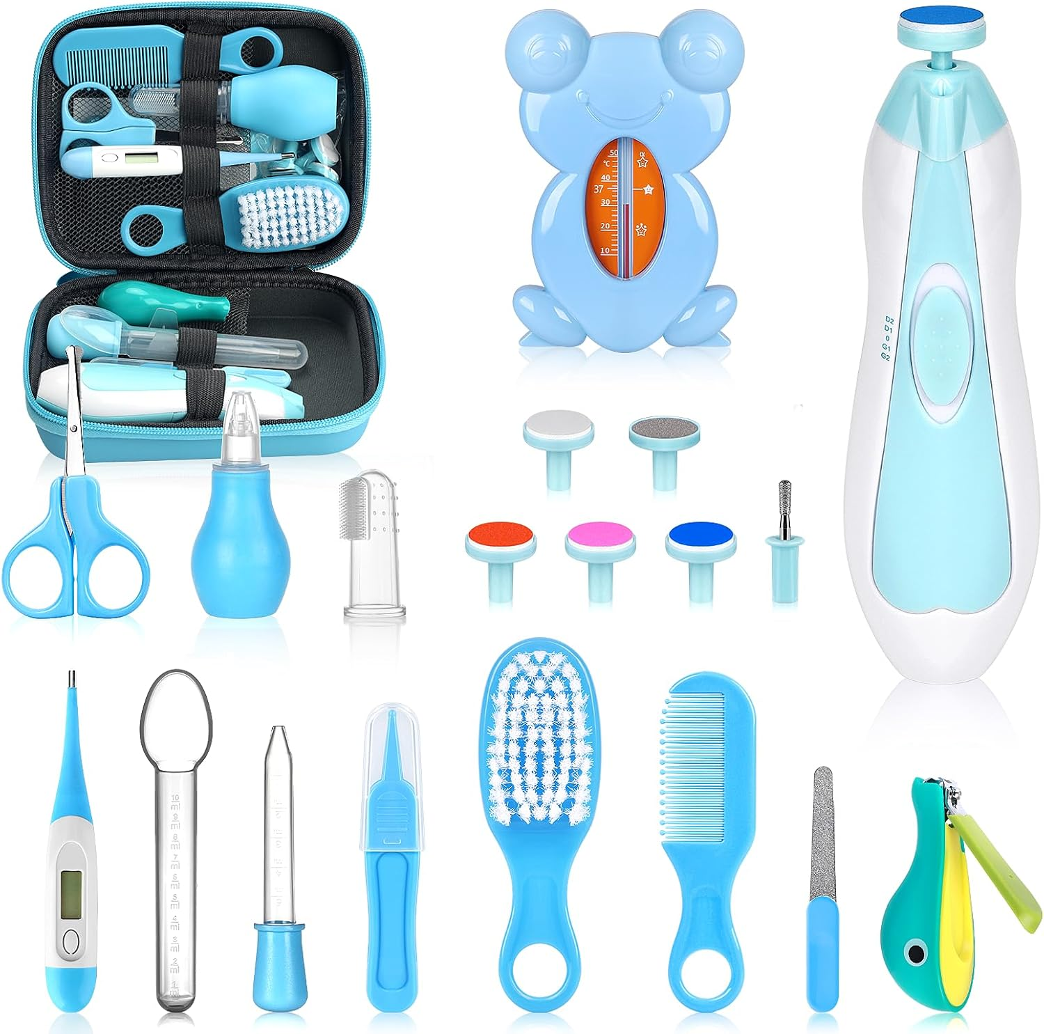 Baby Healthcare and Grooming Kit, Portable Baby Safety Care Set, Baby Essentials Kit for Newborn (Blue 26 in 1)