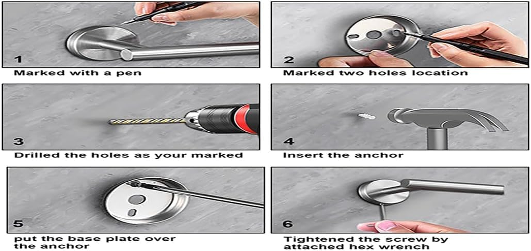 Toptowel 15Sets 23.6Inch Matte Black Bathroom Hardware Set, Include 3PCS 23.6Inch Towel Bar, 3PCS Towel Ring, 3PCS Toilet Paper Holder, 6PCS Robe Hook-Matte Black