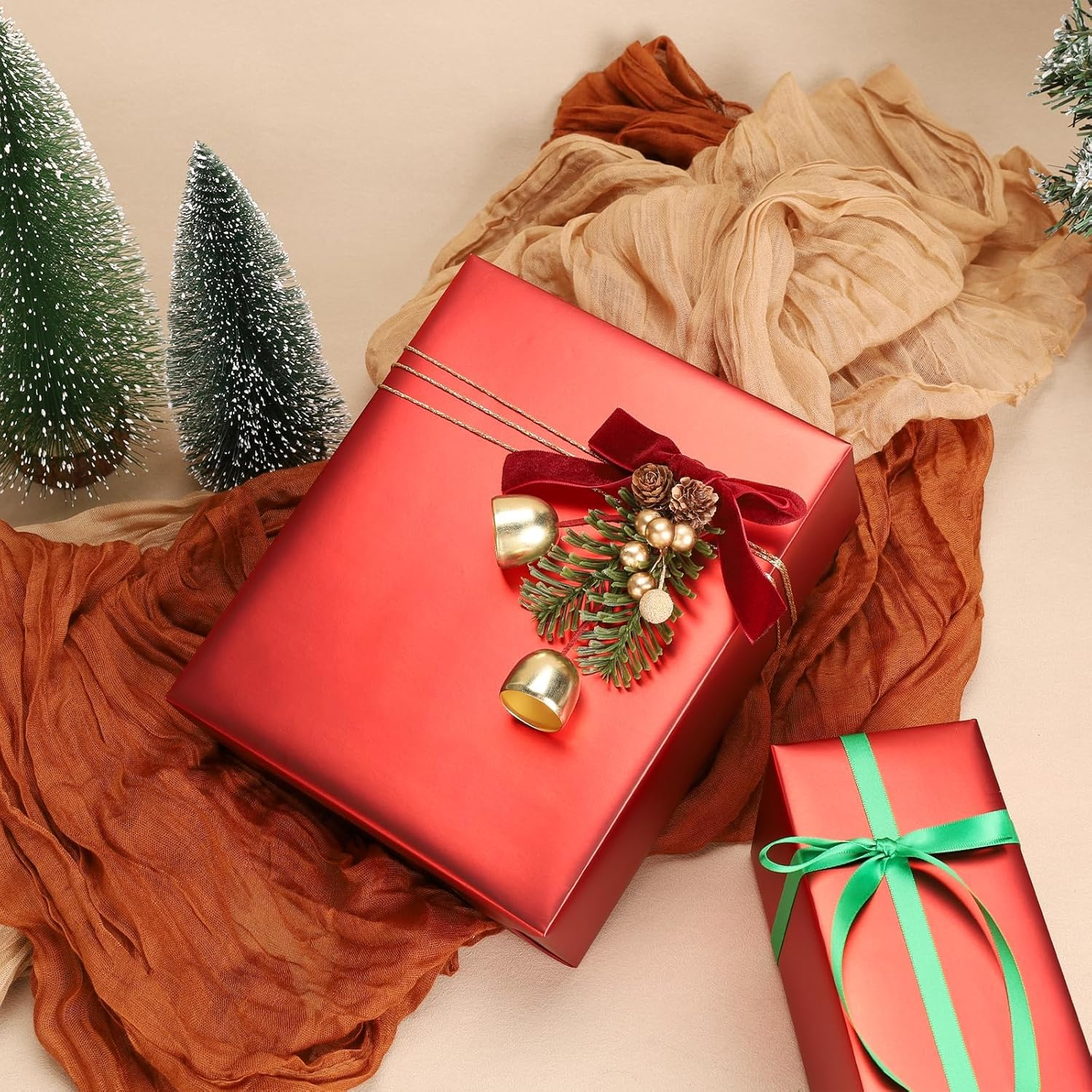 WRAPLA Red Wrapping Paper, Solid Color Matte Metal Gift Paper Roll - 43Cm X 12M Perfect for Wedding, Birthday, Baby Shower(17Inch X 40Feet) image number 3