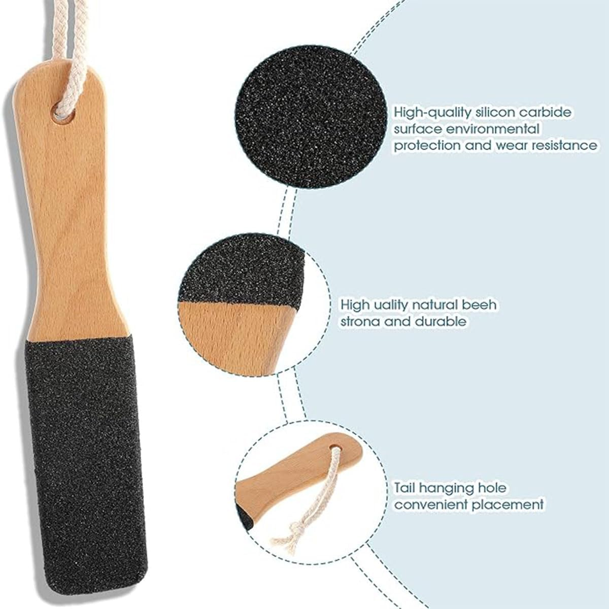 Wooden Foot Files, 2 Double-Sided Wooden Natural Foot Files, for Removing Hard Skin on the Feet, for Removing Skin Keratin and Stratum Corneum, Female and Male Foot Care Tools (Black) (2 Pieces)