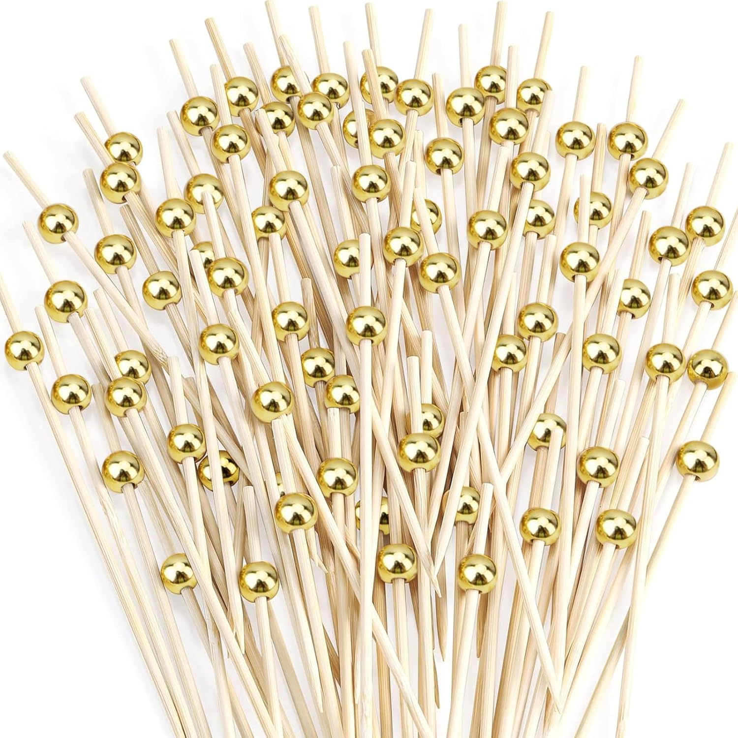 100PCS Cocktail Picks Toothpicks for Appetizers Gold Bamboo Cocktail Sticks Skewers for Drinks Party Fruit Food Sticks Charcuterie Boards Accessories image number 6