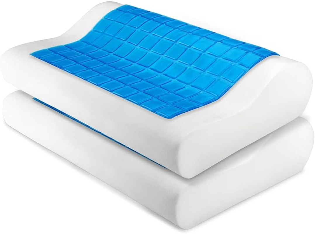 Giselle Bedding Memory Foam Pillow Cooling Gel for Sleeping Bed Hotel Cushion, Ergonomic Deep Sleep Neck Support Contour Orthopedic Side, Back and Stomach Sleepers with Cushions Cover image number 3