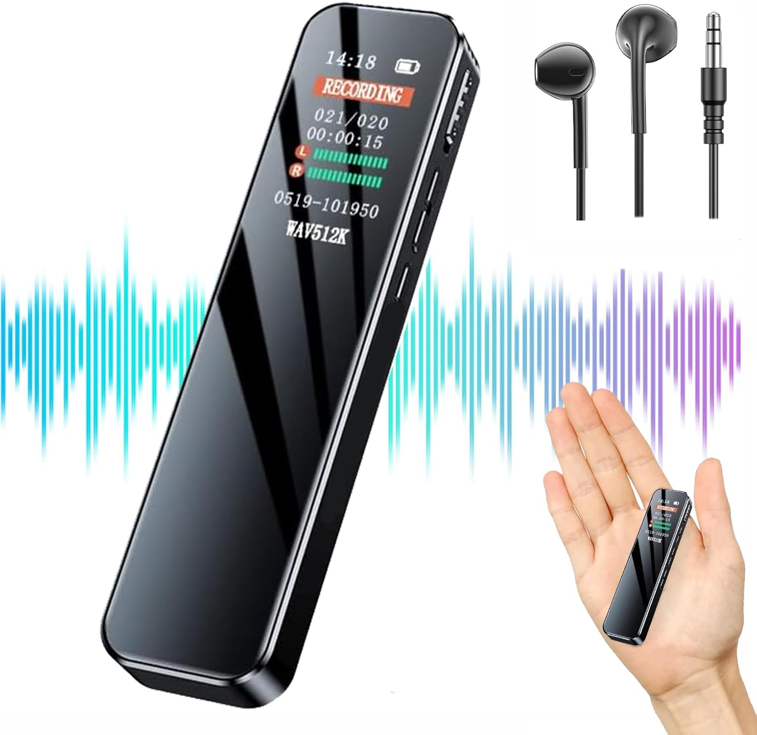 Voice Recorder, Mini Voice Activated Recorder, Micro Recording Devices, 30 Hours Battery Time Digital Small Sound Recorders Device Audio Recorder (16GB)