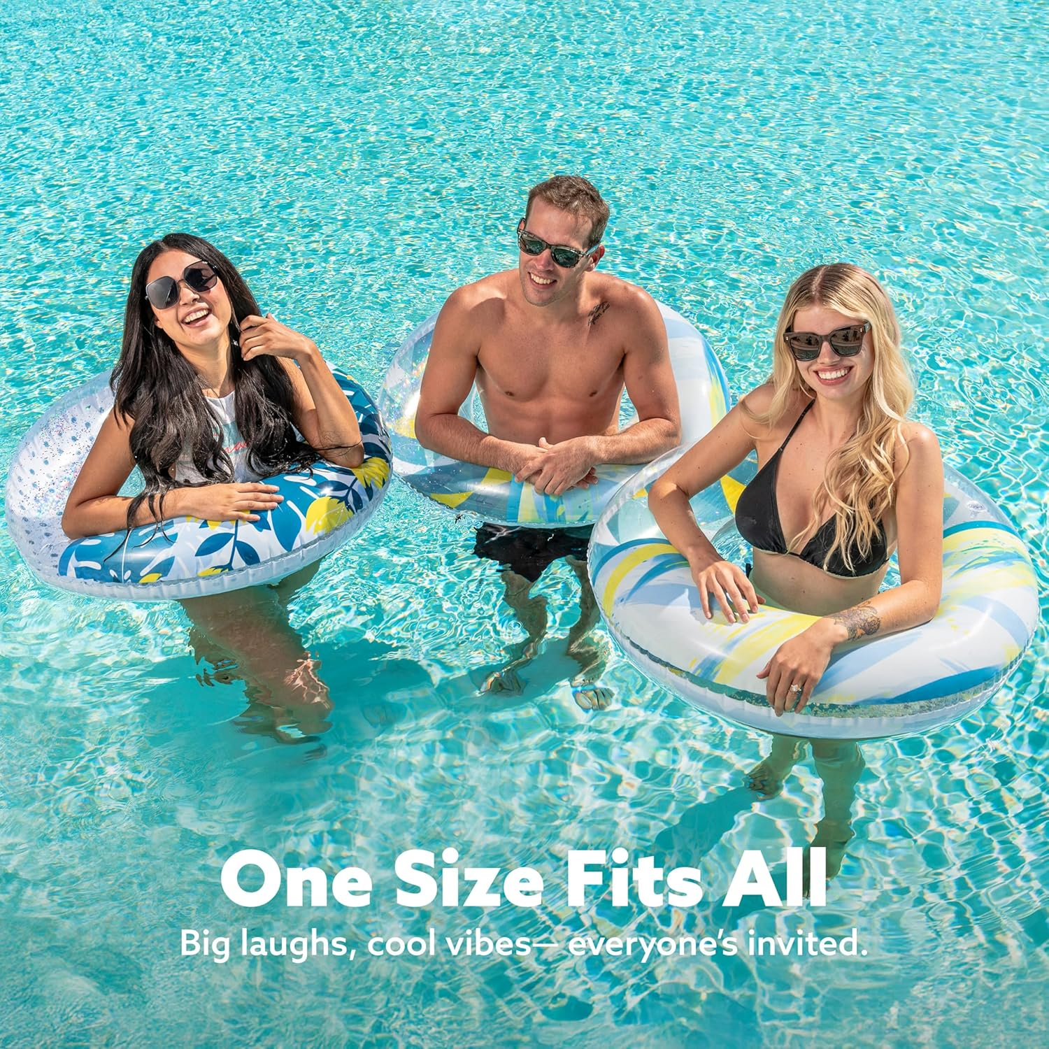 JOYIN 3 Pack Inflatable Pool Floats Tube Rings, Pool Tubes, Floaties Toys, Beach Swimming Party Toys for Kids and Adults image number 1